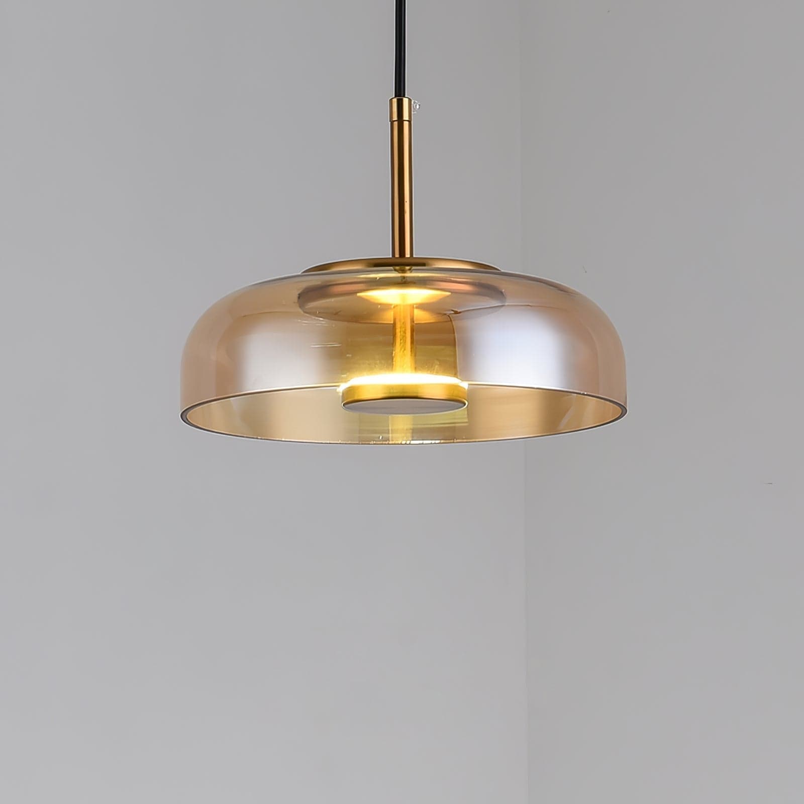 Solara Modern Brass Pendant Light – LED, Adjustable Height