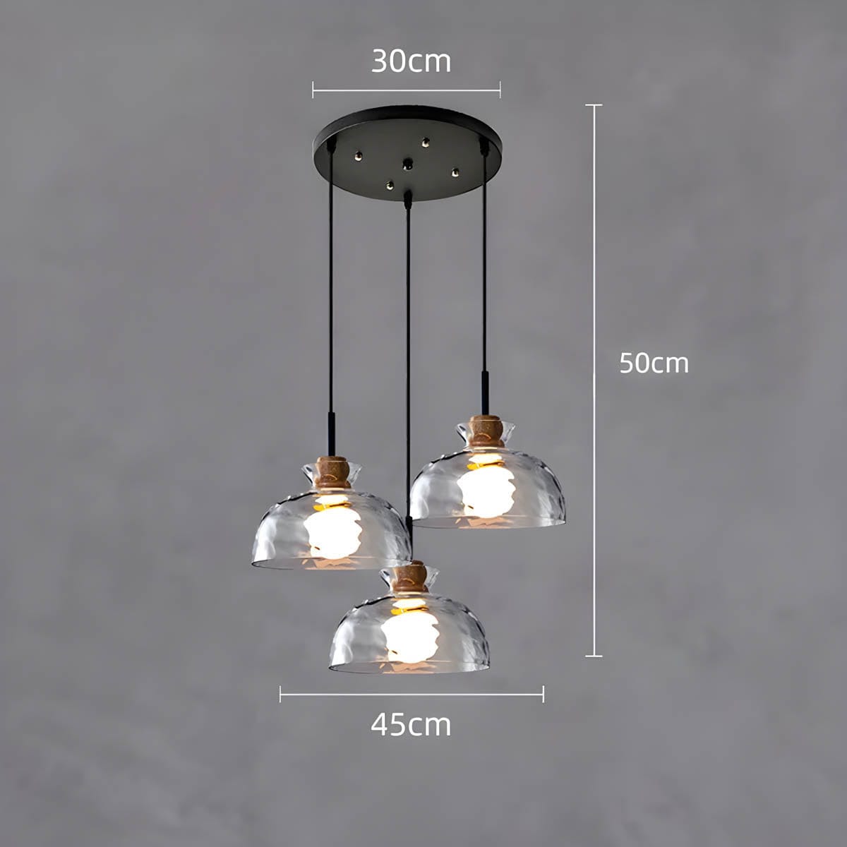 TOKYO Glass Chandelier - Minimalist LED Pendant with 1 or 3 Head Options