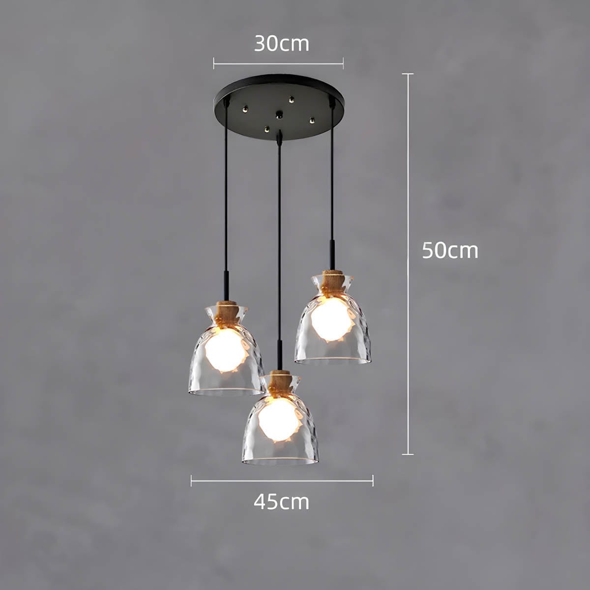 TOKYO Glass Chandelier - Minimalist LED Pendant with 1 or 3 Head Options