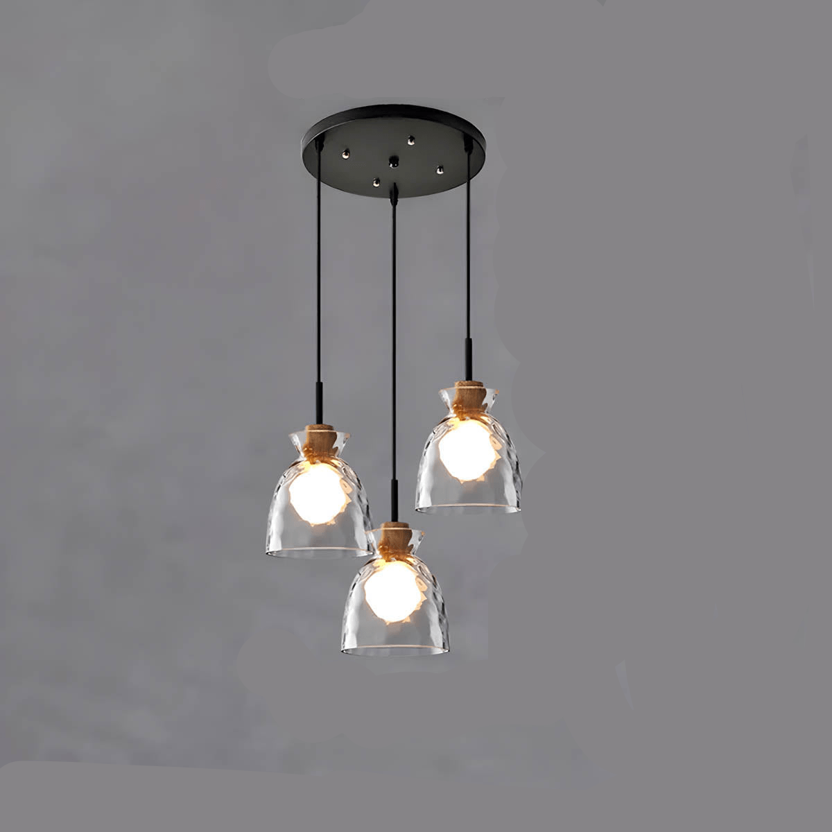 TOKYO Glass Chandelier - Minimalist LED Pendant with 1 or 3 Head Options