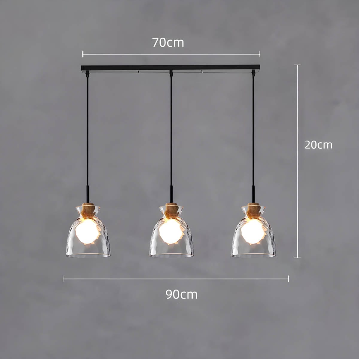 TOKYO Glass Chandelier - Minimalist LED Pendant with 1 or 3 Head Options