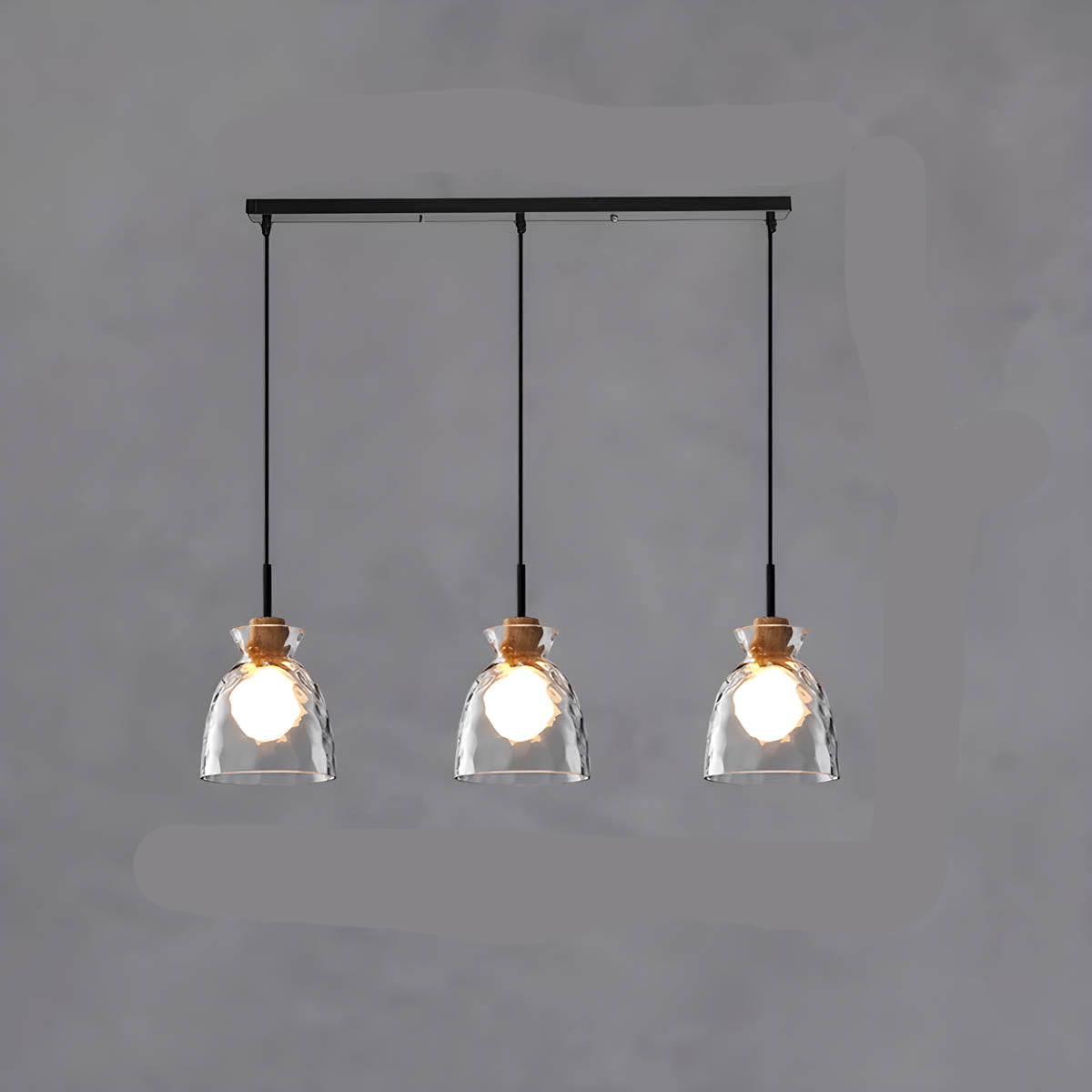 TOKYO Glass Chandelier - Minimalist LED Pendant with 1 or 3 Head Options