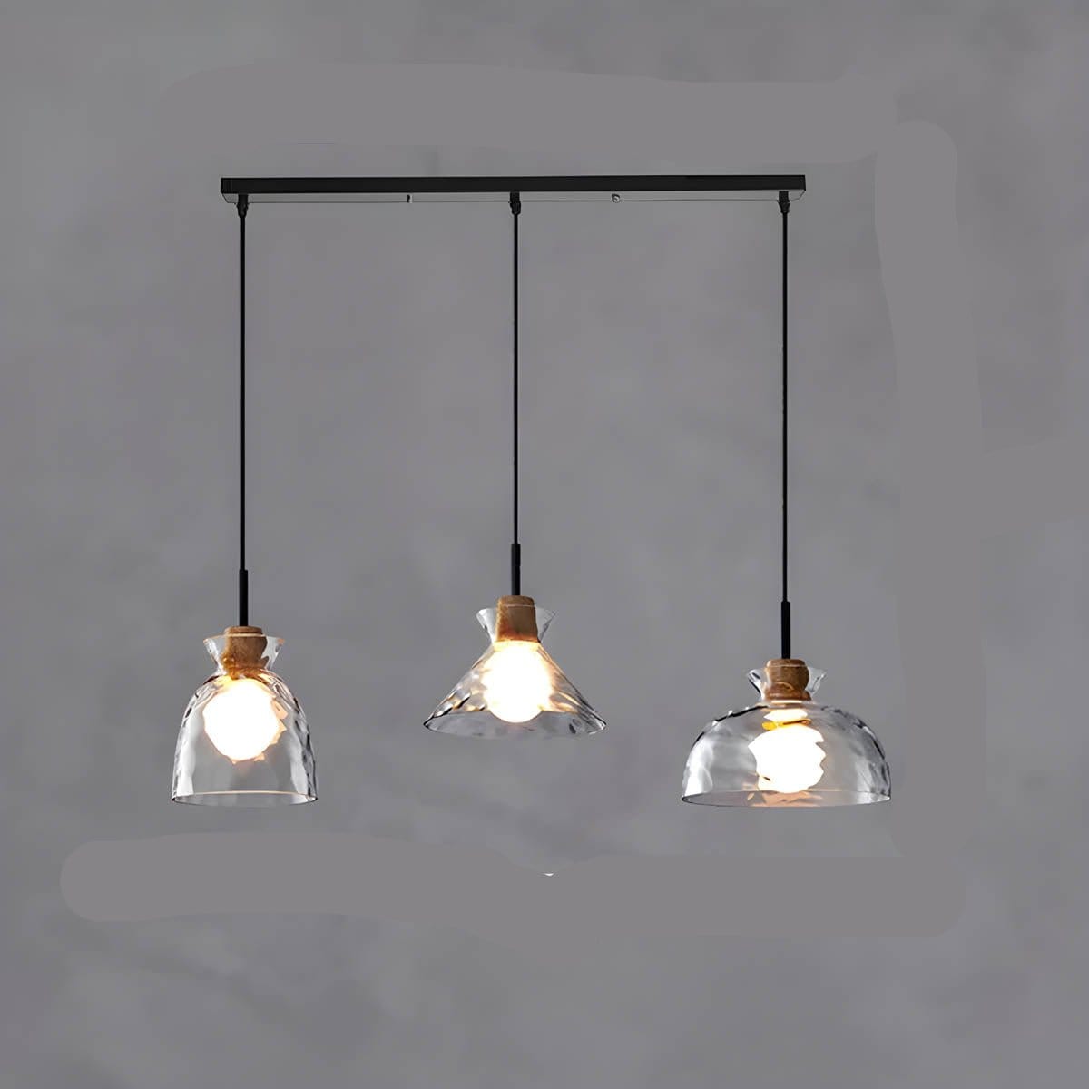 TOKYO Glass Chandelier - Minimalist LED Pendant with 1 or 3 Head Options