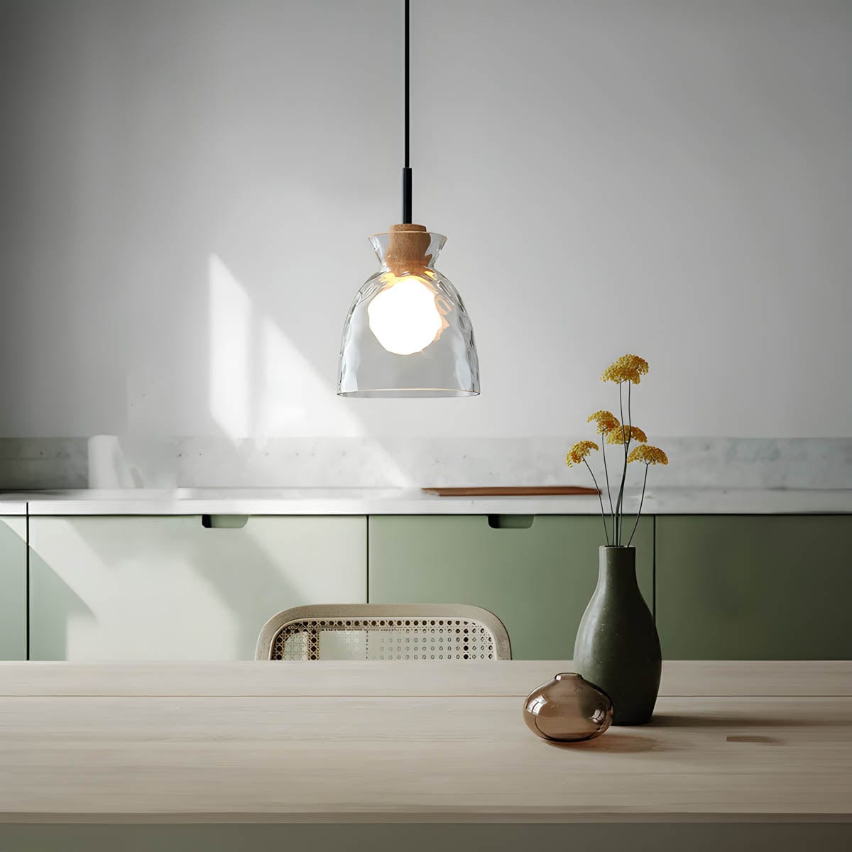 TOKYO Glass Chandelier - Minimalist LED Pendant with 1 or 3 Head Options