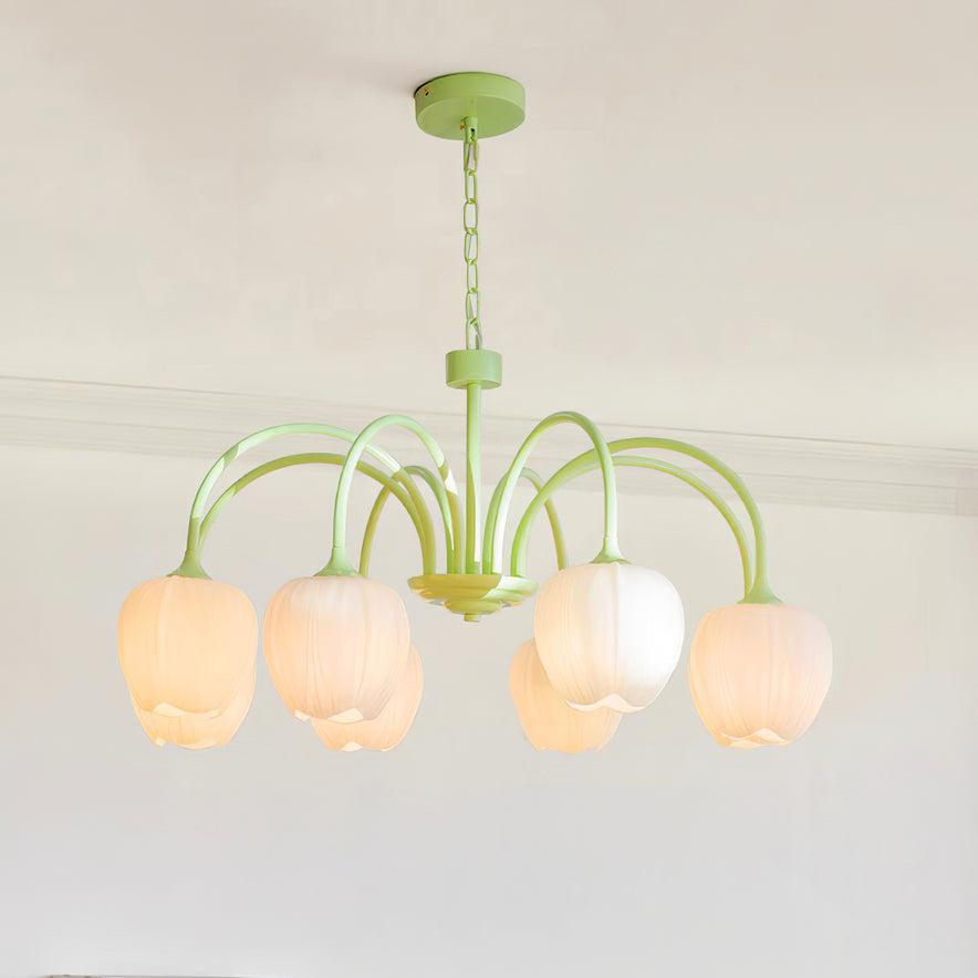 Tulip Matcha Chandelier - Elegant Floral-Inspired Lighting