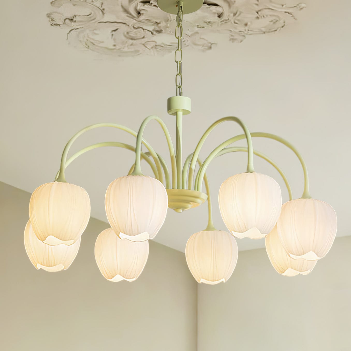 Tulip Matcha Chandelier - Elegant Floral-Inspired Lighting