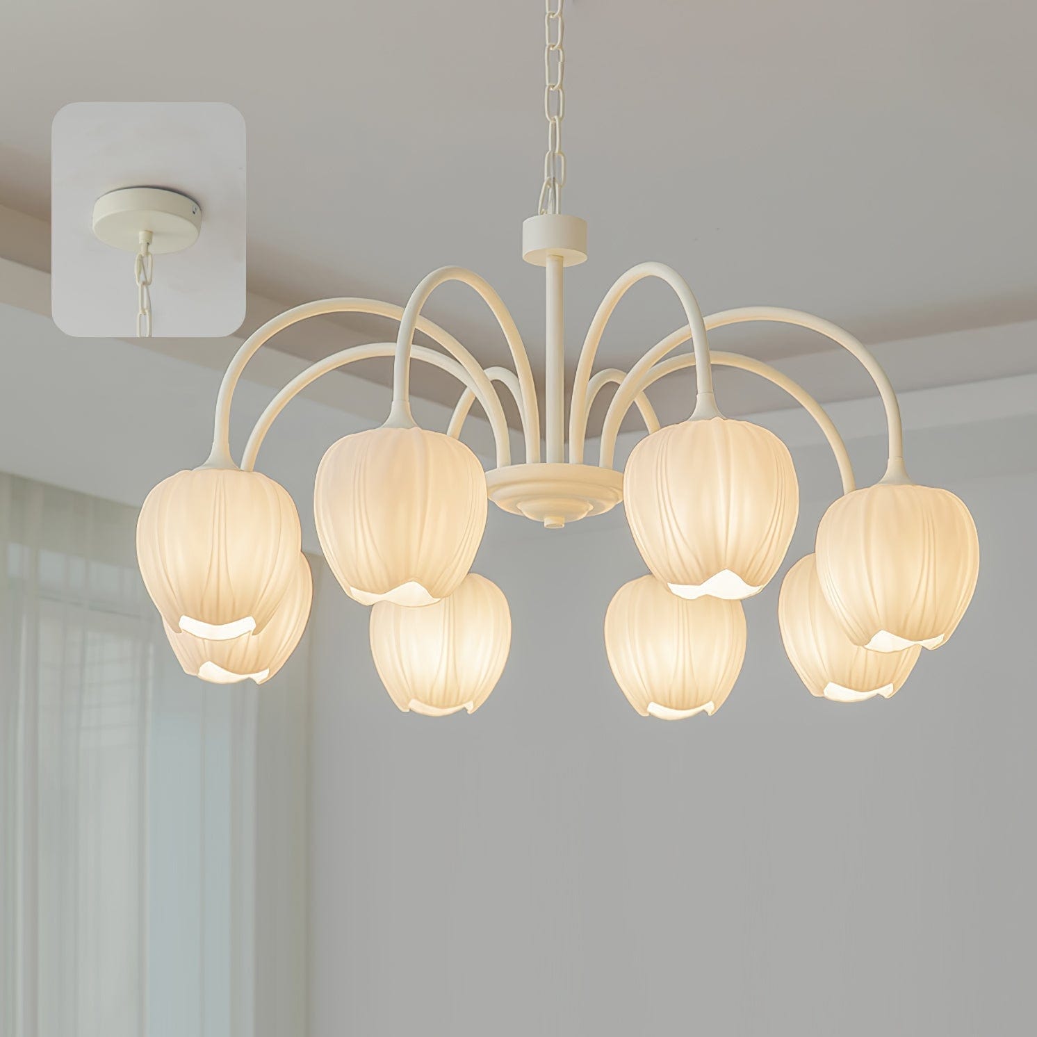 Tulip Matcha Chandelier - Elegant Floral-Inspired Lighting