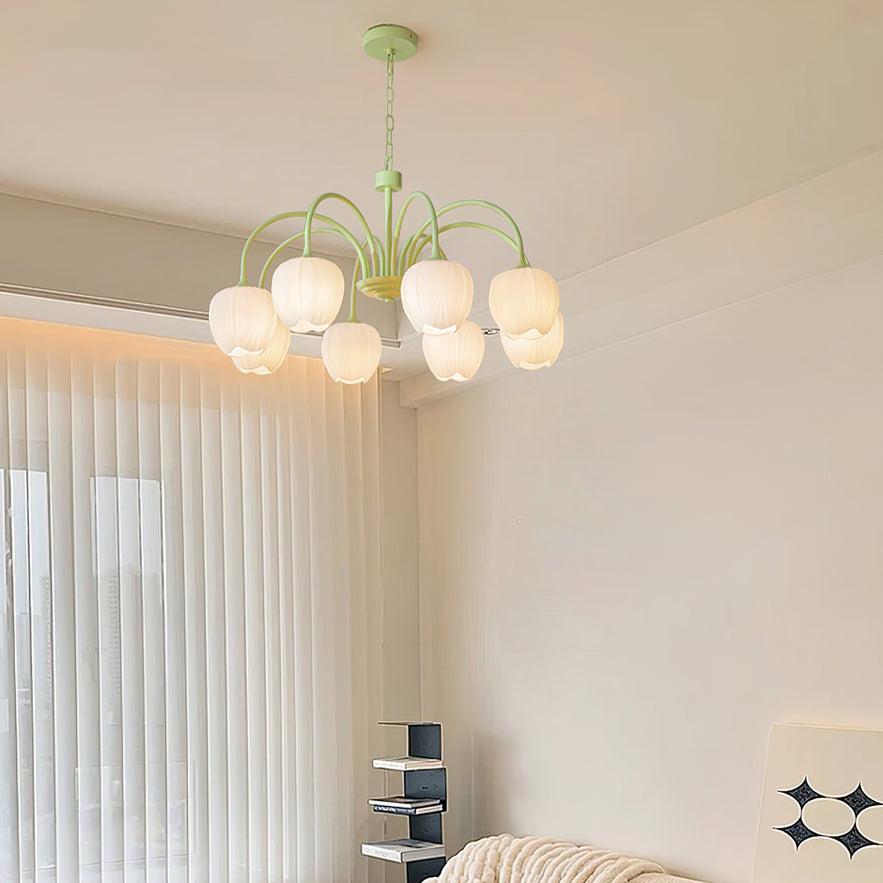 Tulip Matcha Chandelier - Elegant Floral-Inspired Lighting