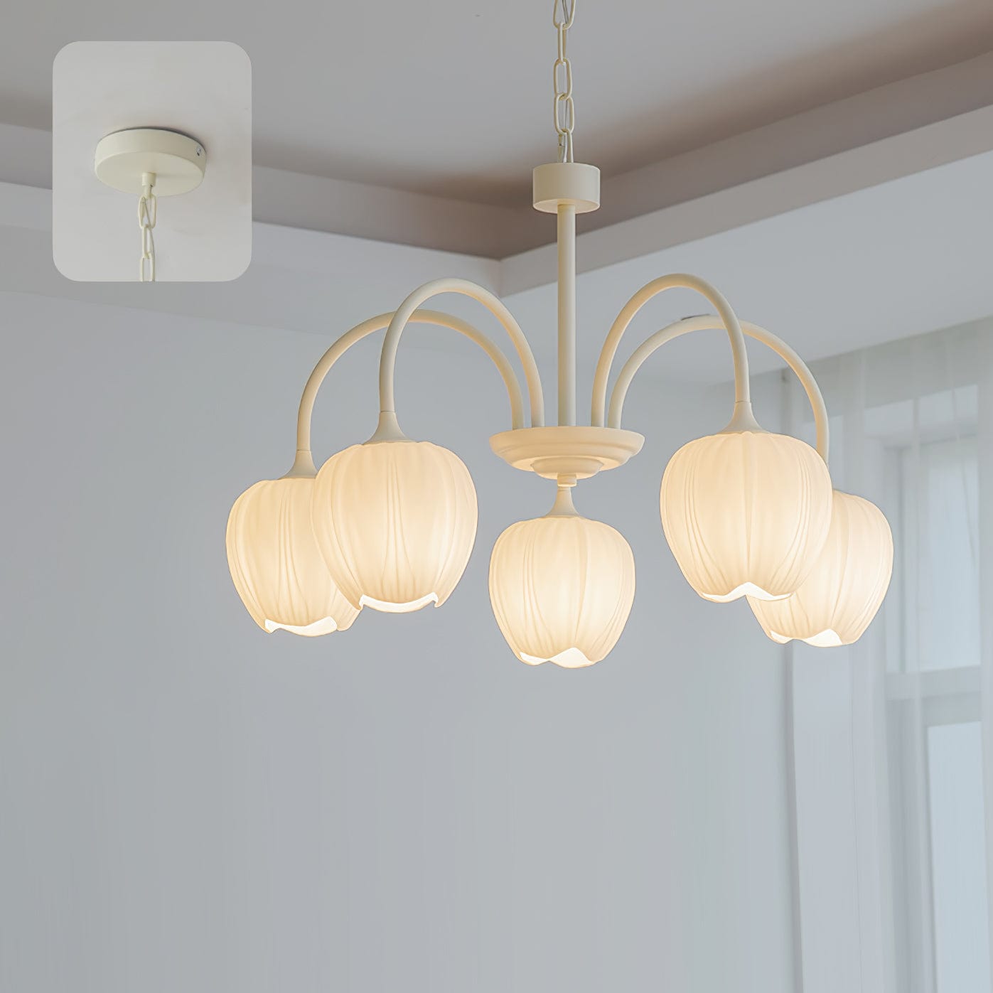 Tulip Matcha Chandelier - Elegant Floral-Inspired Lighting