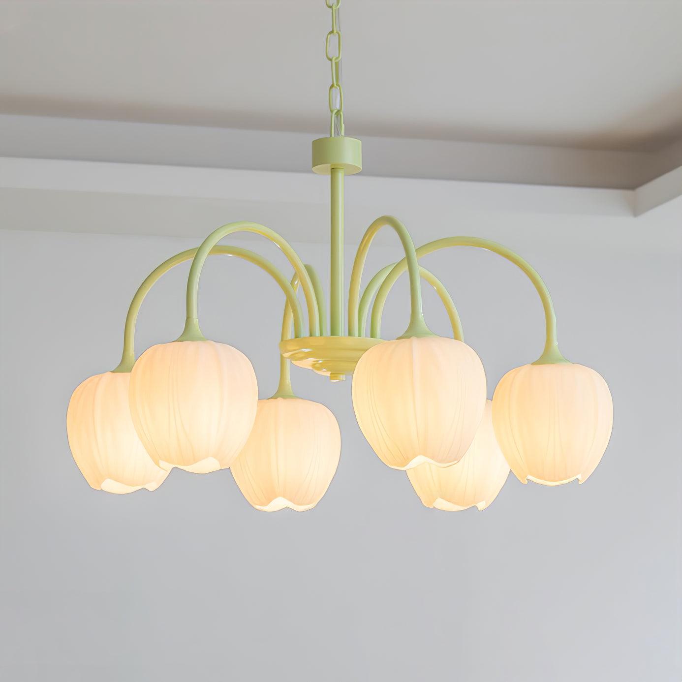 Tulip Matcha Chandelier - Elegant Floral-Inspired Lighting