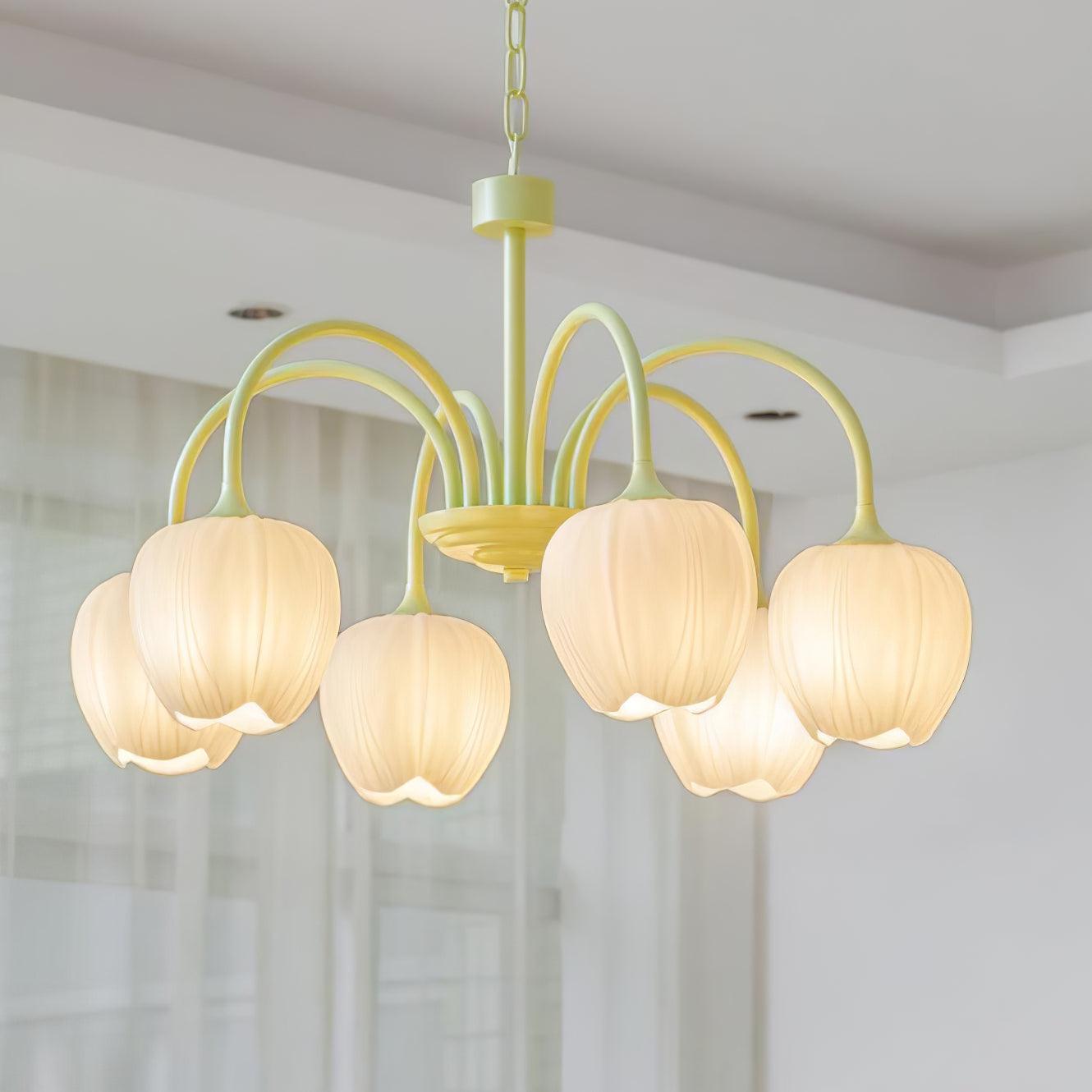 Tulip Matcha Chandelier - Elegant Floral-Inspired Lighting