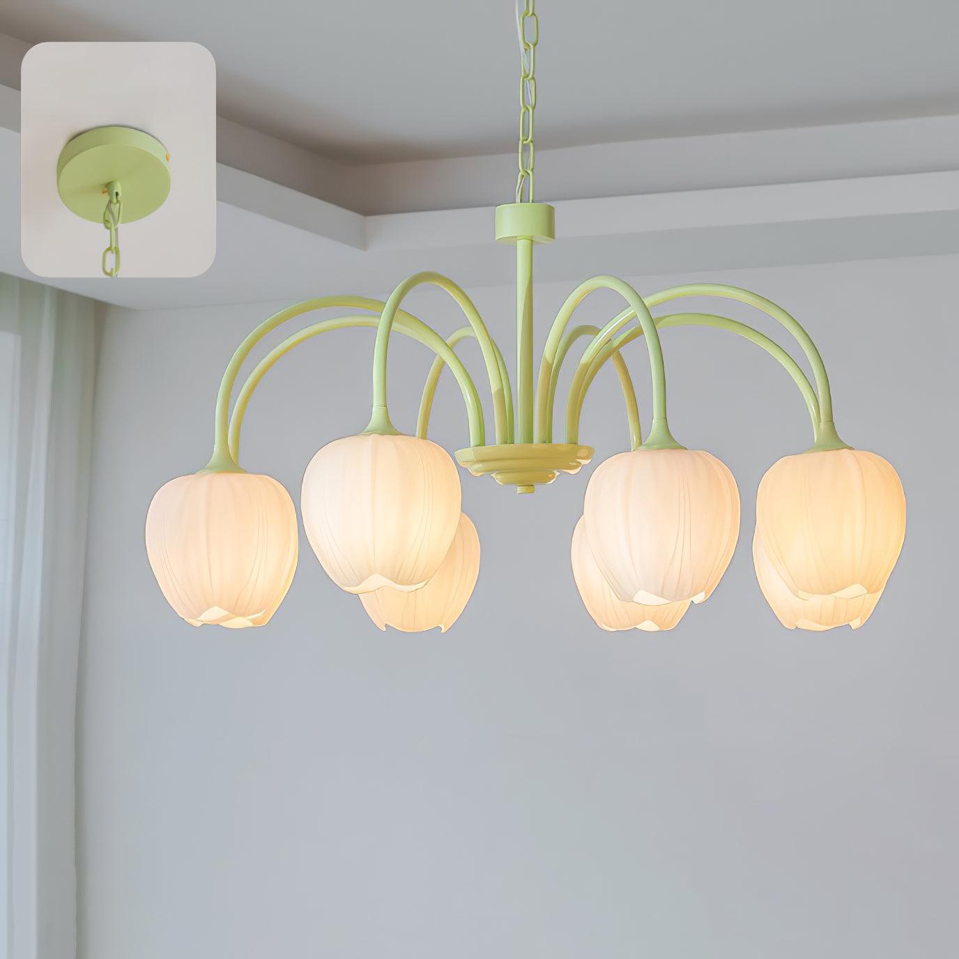 Tulip Matcha Chandelier - Elegant Floral-Inspired Lighting