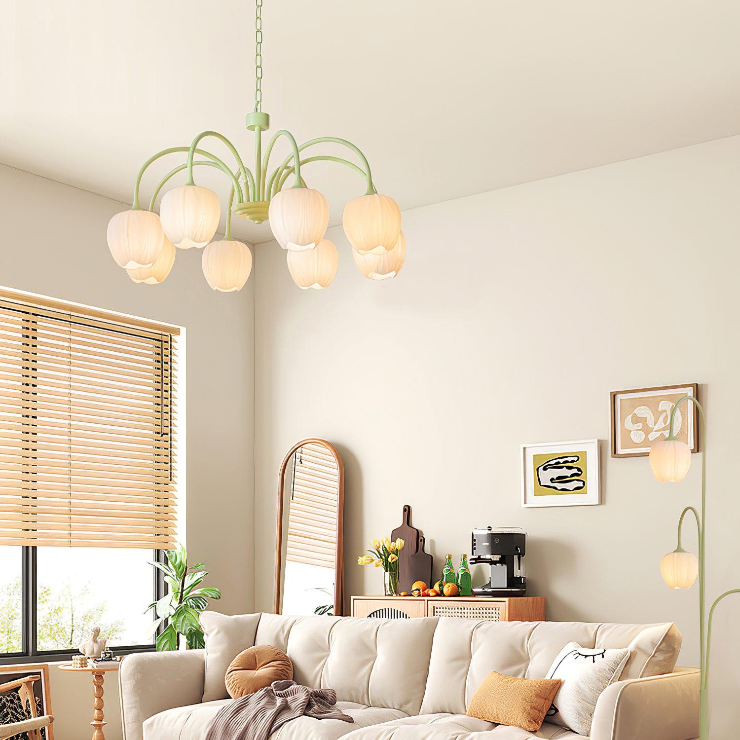 Tulip Matcha Chandelier - Elegant Floral-Inspired Lighting