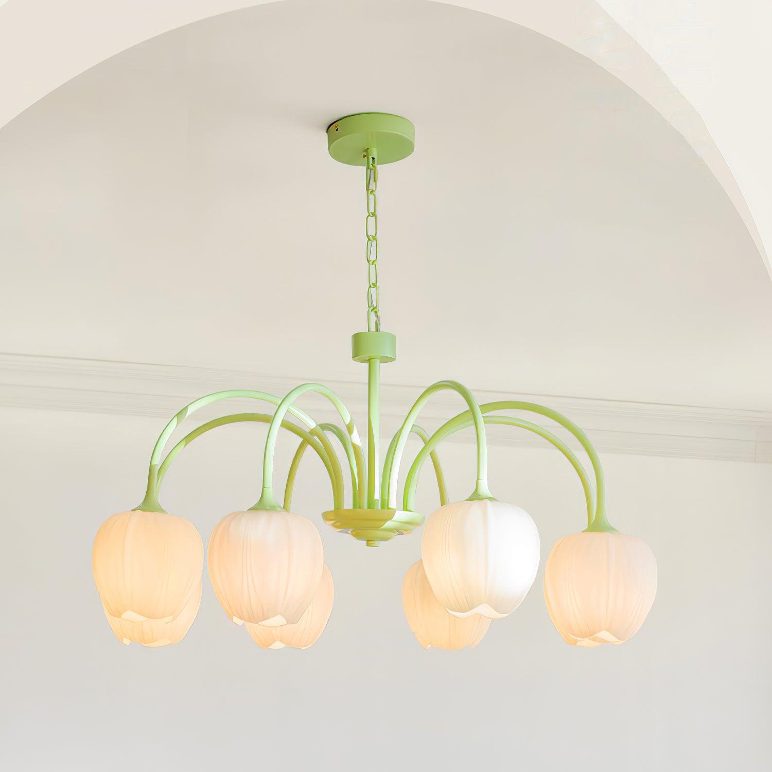 Tulip Matcha Chandelier - Elegant Floral-Inspired Lighting