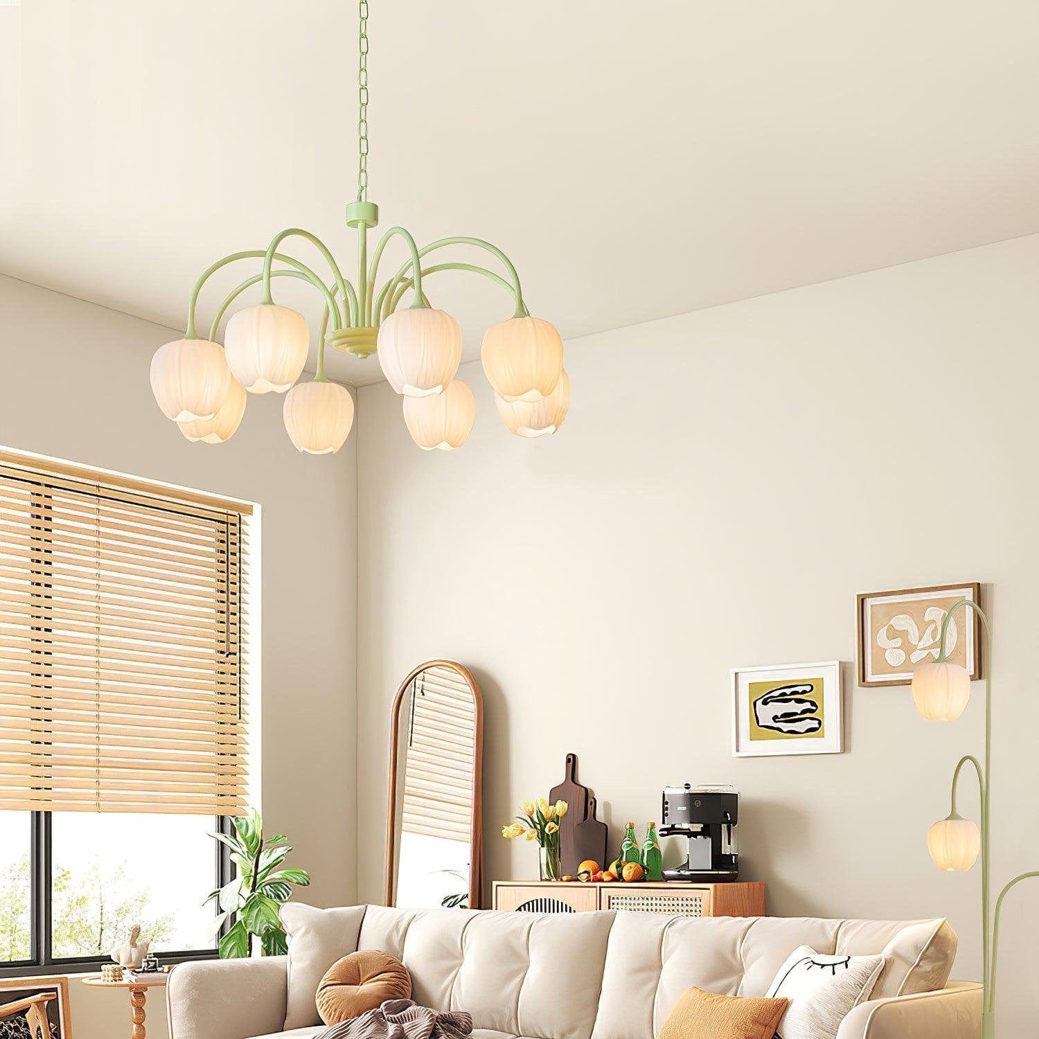 Tulip Matcha Chandelier - Elegant Floral-Inspired Lighting