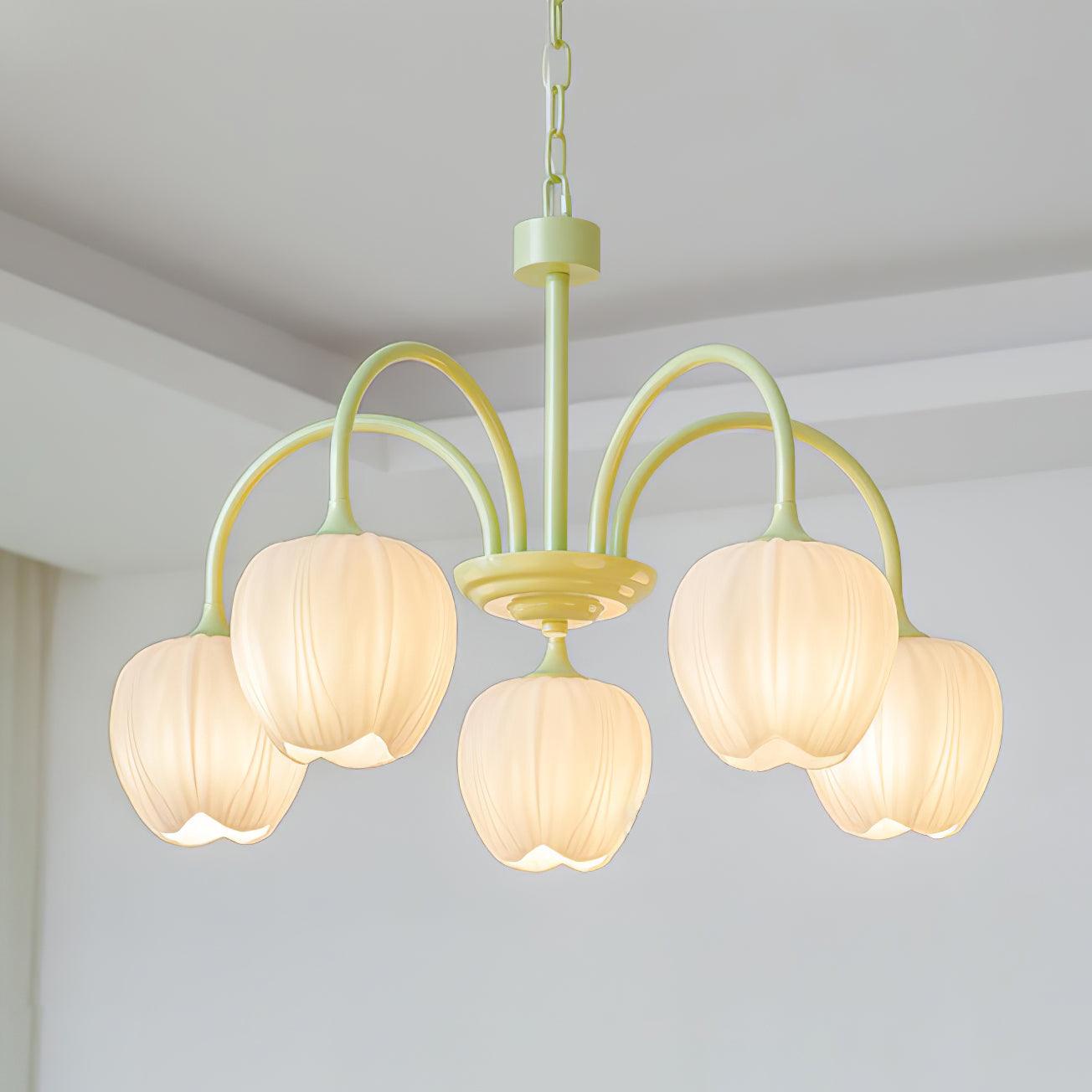 Tulip Matcha Chandelier - Elegant Floral-Inspired Lighting