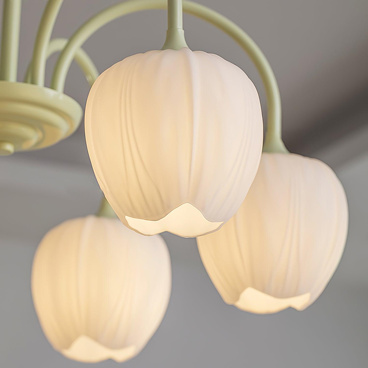 Tulip Matcha Chandelier - Elegant Floral-Inspired Lighting