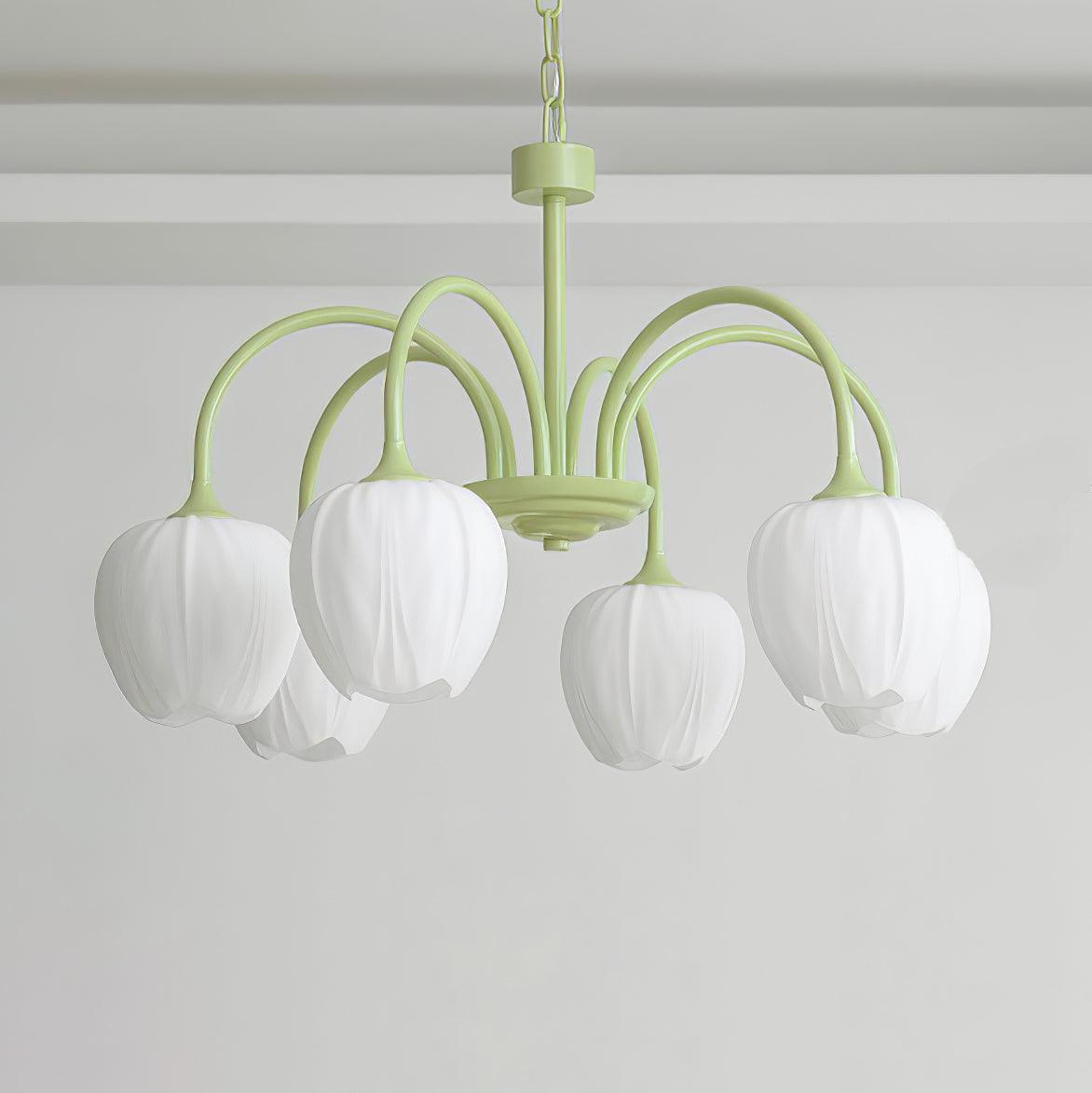 Tulip Matcha Chandelier - Elegant Floral-Inspired Lighting