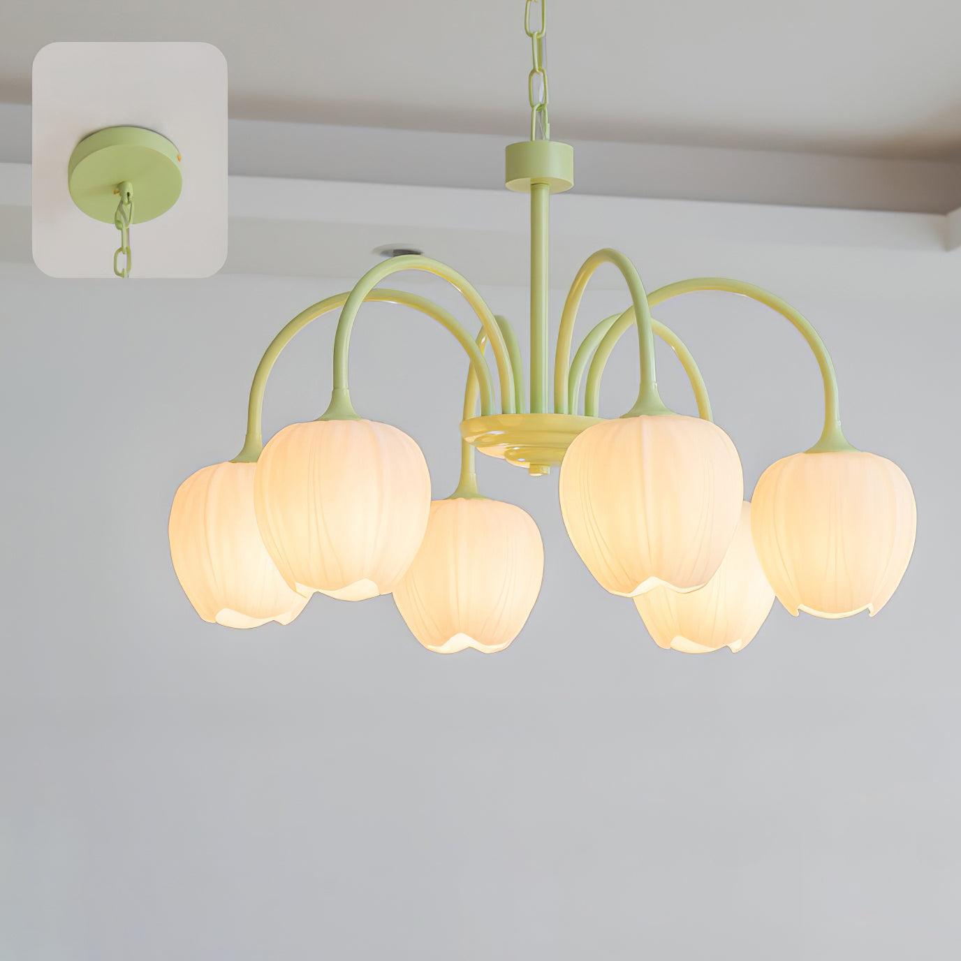 Tulip Matcha Chandelier - Elegant Floral-Inspired Lighting