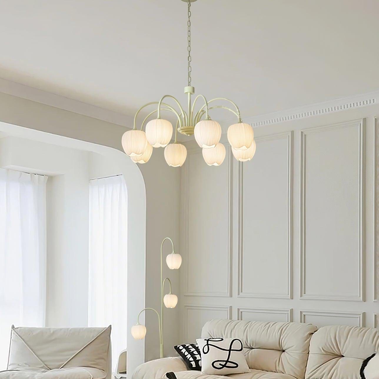 Tulip Matcha Chandelier - Elegant Floral-Inspired Lighting