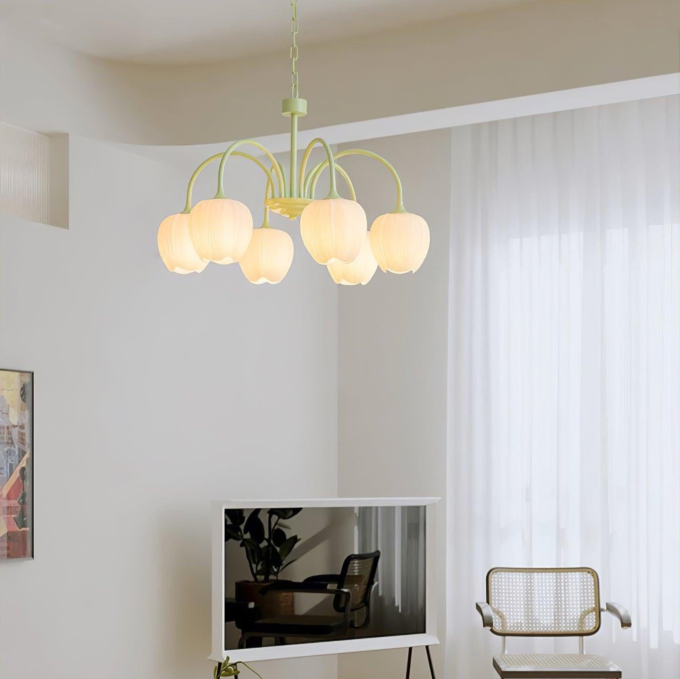 Tulip Matcha Chandelier - Elegant Floral-Inspired Lighting