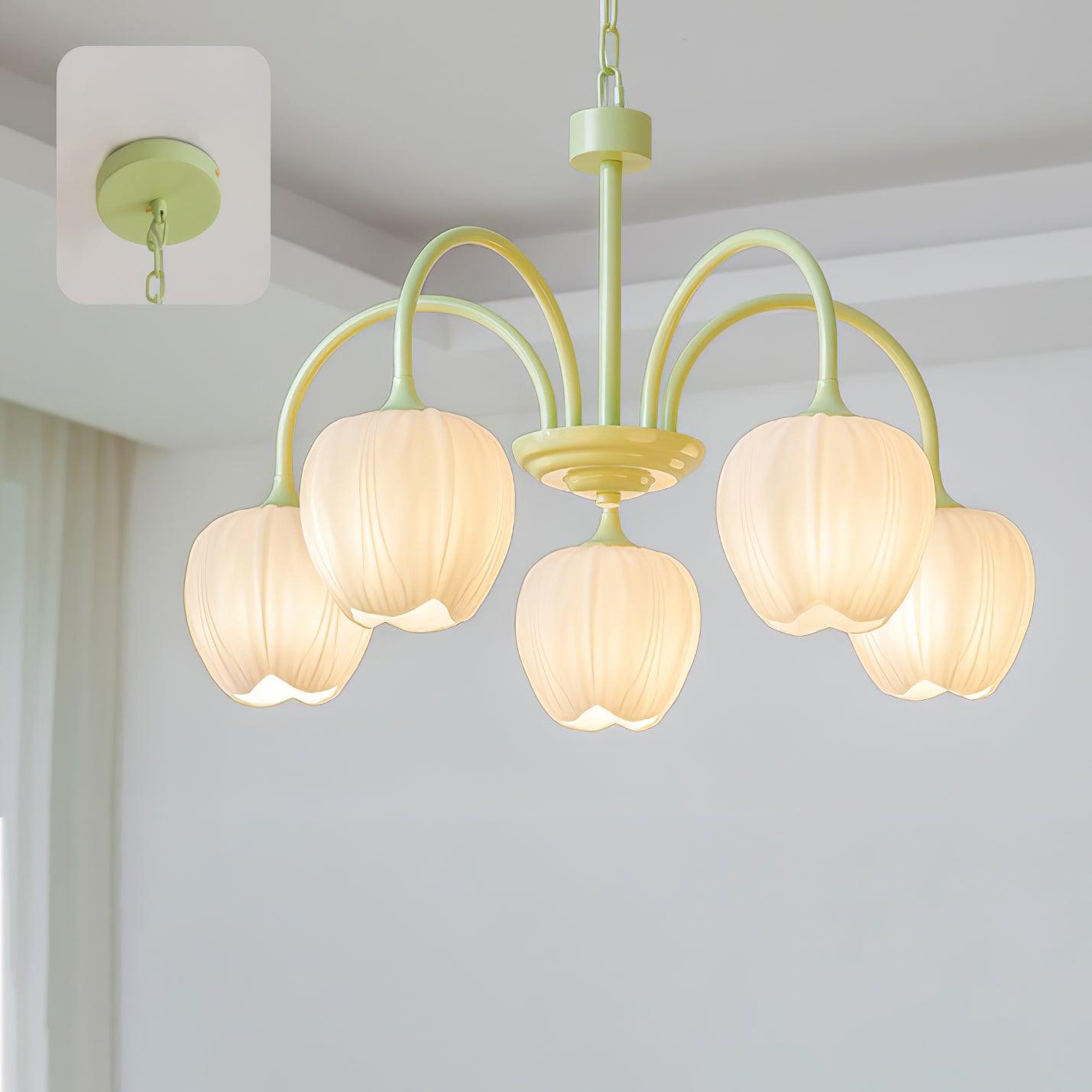 Tulip Matcha Chandelier - Elegant Floral-Inspired Lighting