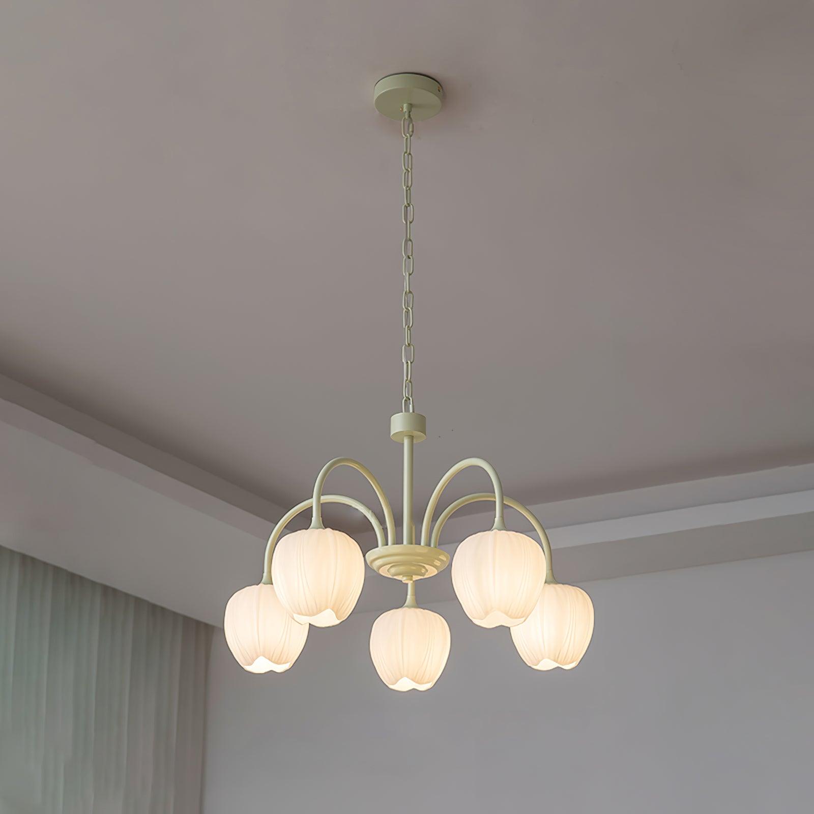 Tulip Matcha Chandelier - Elegant Floral-Inspired Lighting