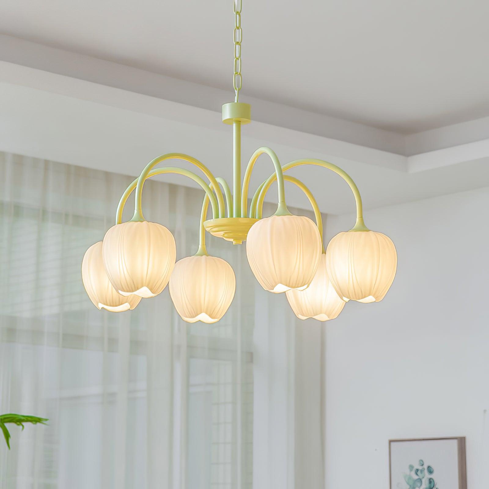 Tulip Matcha Chandelier - Elegant Floral-Inspired Lighting