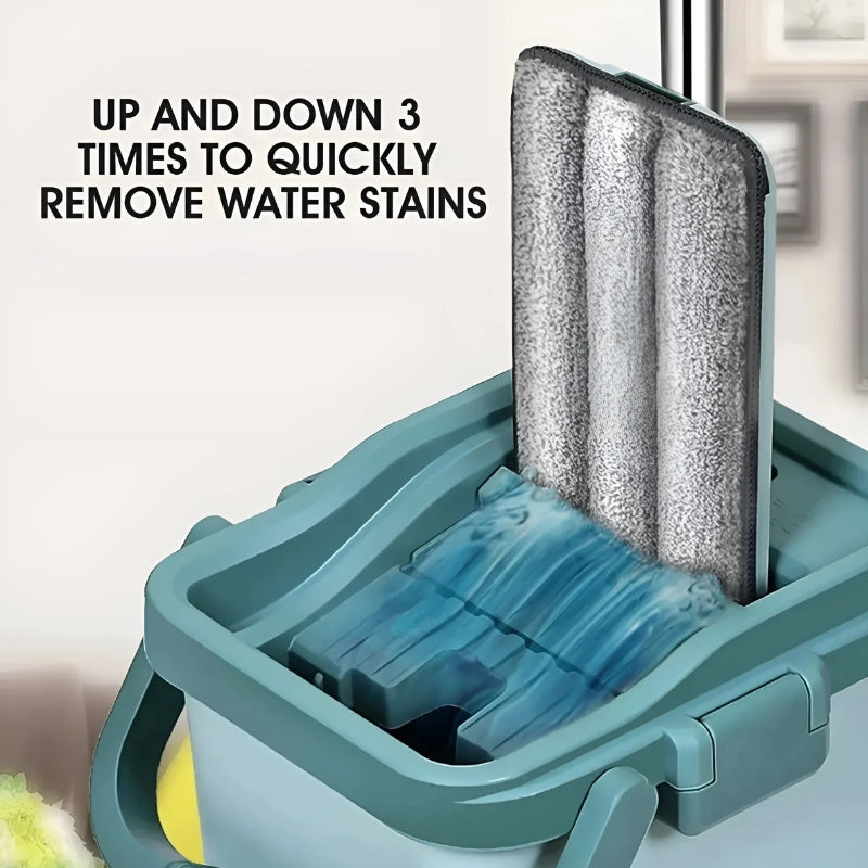 Hands-Free Wringing Microfiber Mop System with 360° Rotation