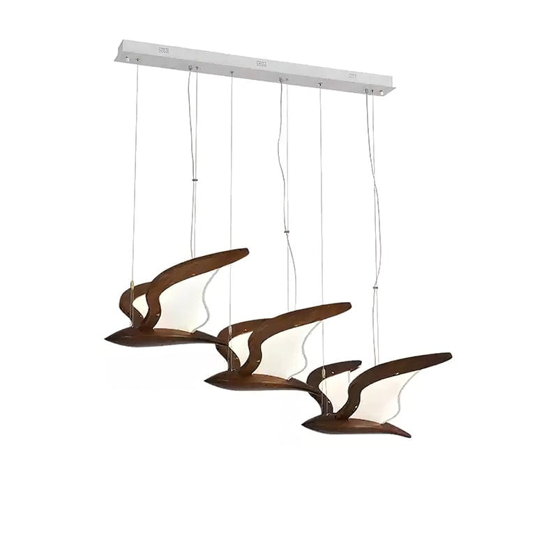 Warbler Chandelier - Nature-Inspired LED Lighting with Elegant Wooden Wings