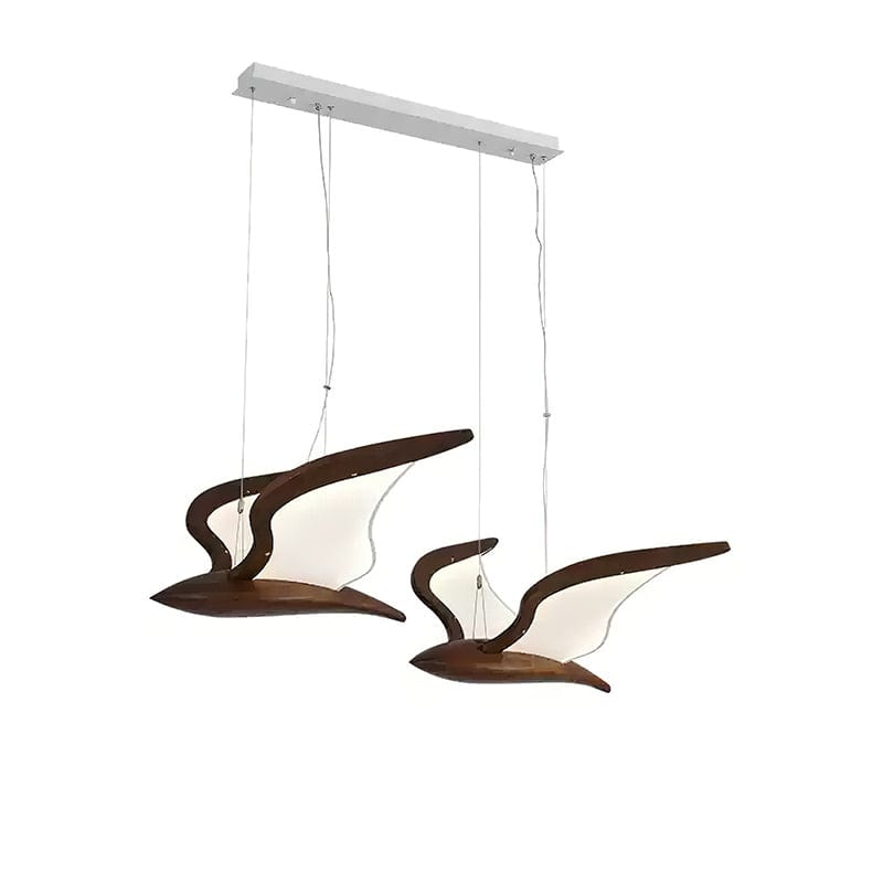 Warbler Chandelier - Nature-Inspired LED Lighting with Elegant Wooden Wings