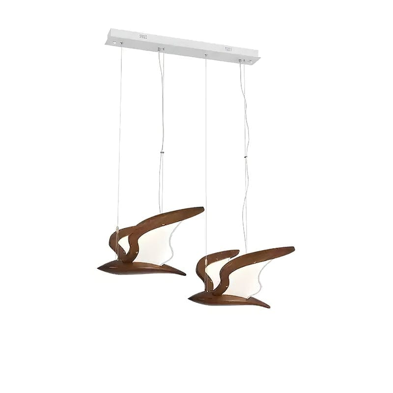 Warbler Chandelier - Nature-Inspired LED Lighting with Elegant Wooden Wings