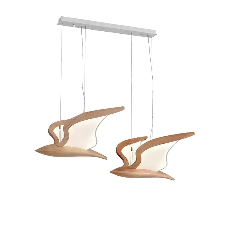 Warbler Chandelier - Nature-Inspired LED Lighting with Elegant Wooden Wings