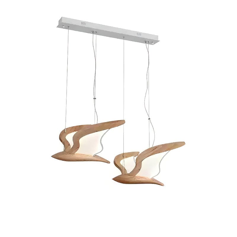 Warbler Chandelier - Nature-Inspired LED Lighting with Elegant Wooden Wings