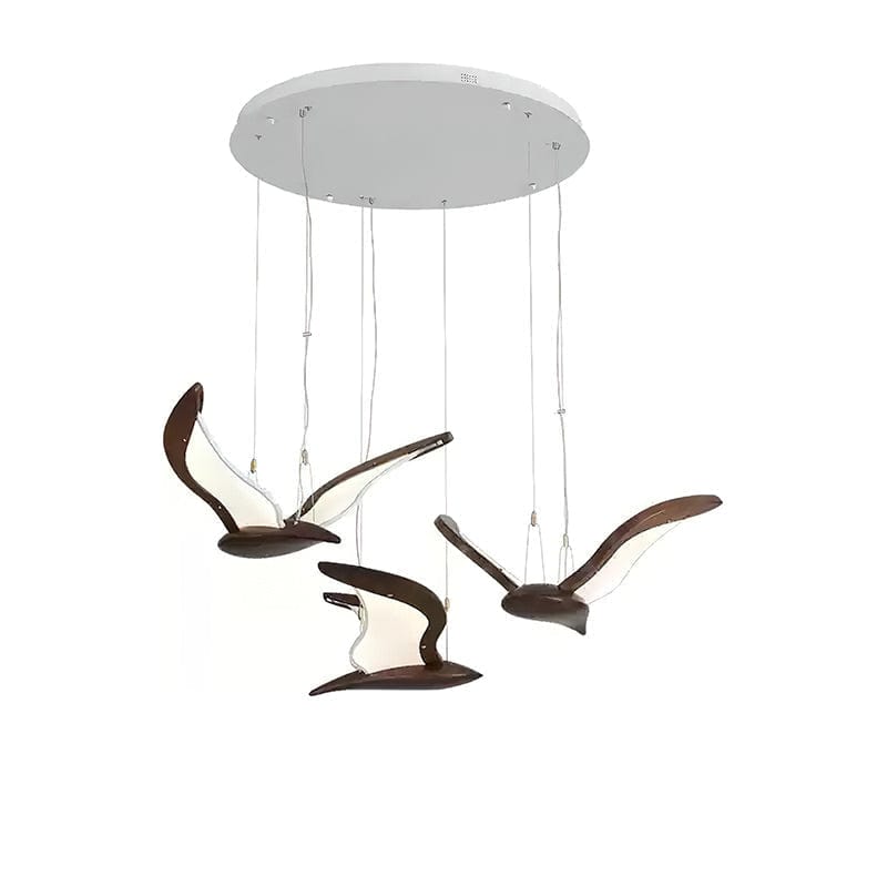 Warbler Chandelier - Nature-Inspired LED Lighting with Elegant Wooden Wings