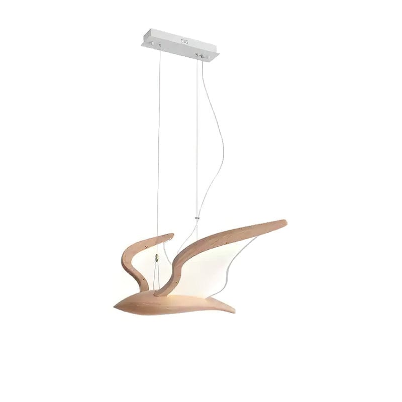 Warbler Chandelier - Nature-Inspired LED Lighting with Elegant Wooden Wings