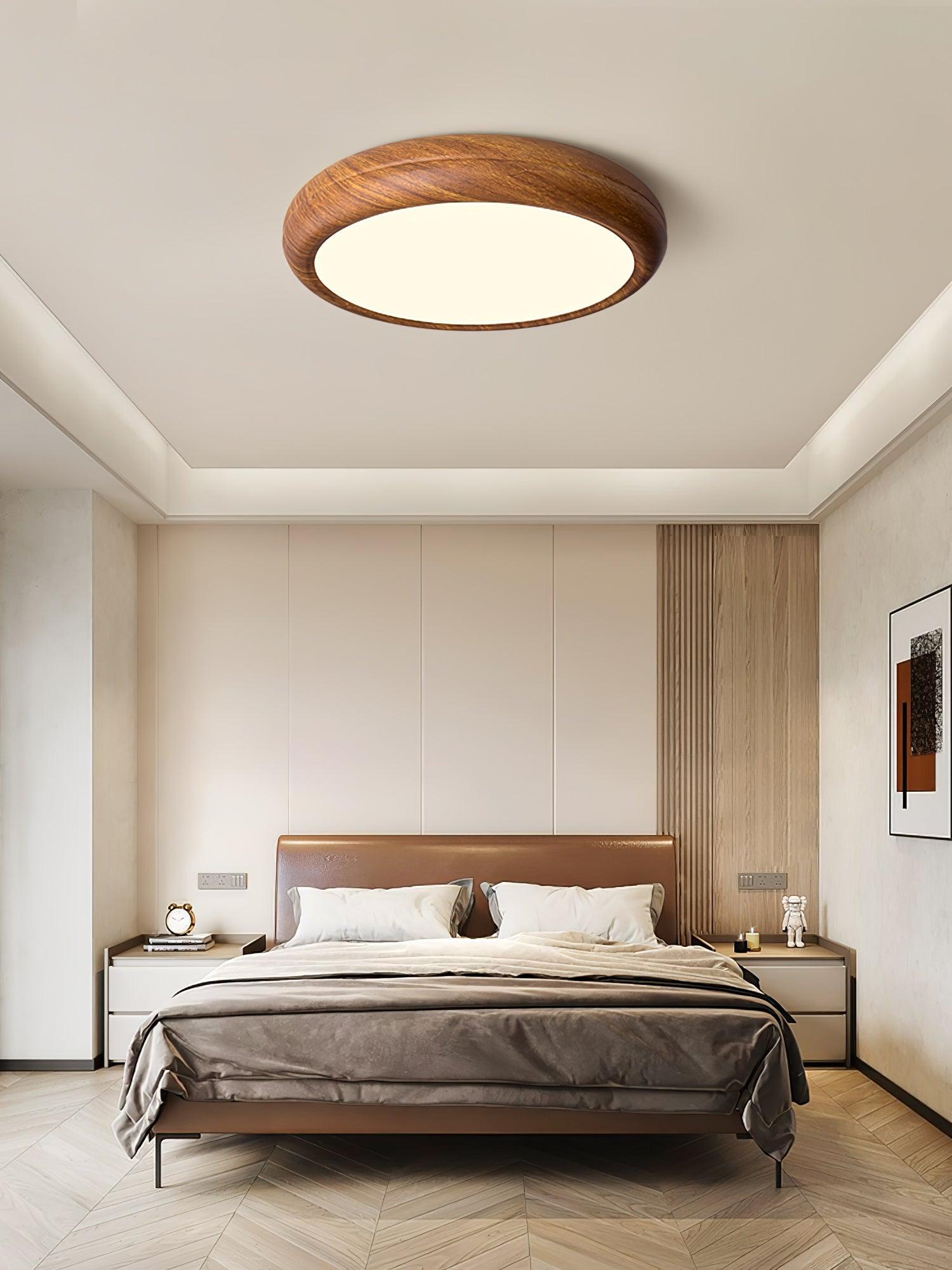 Elegant Wood & Acrylic Round Ceiling Light – Illuminate with Style