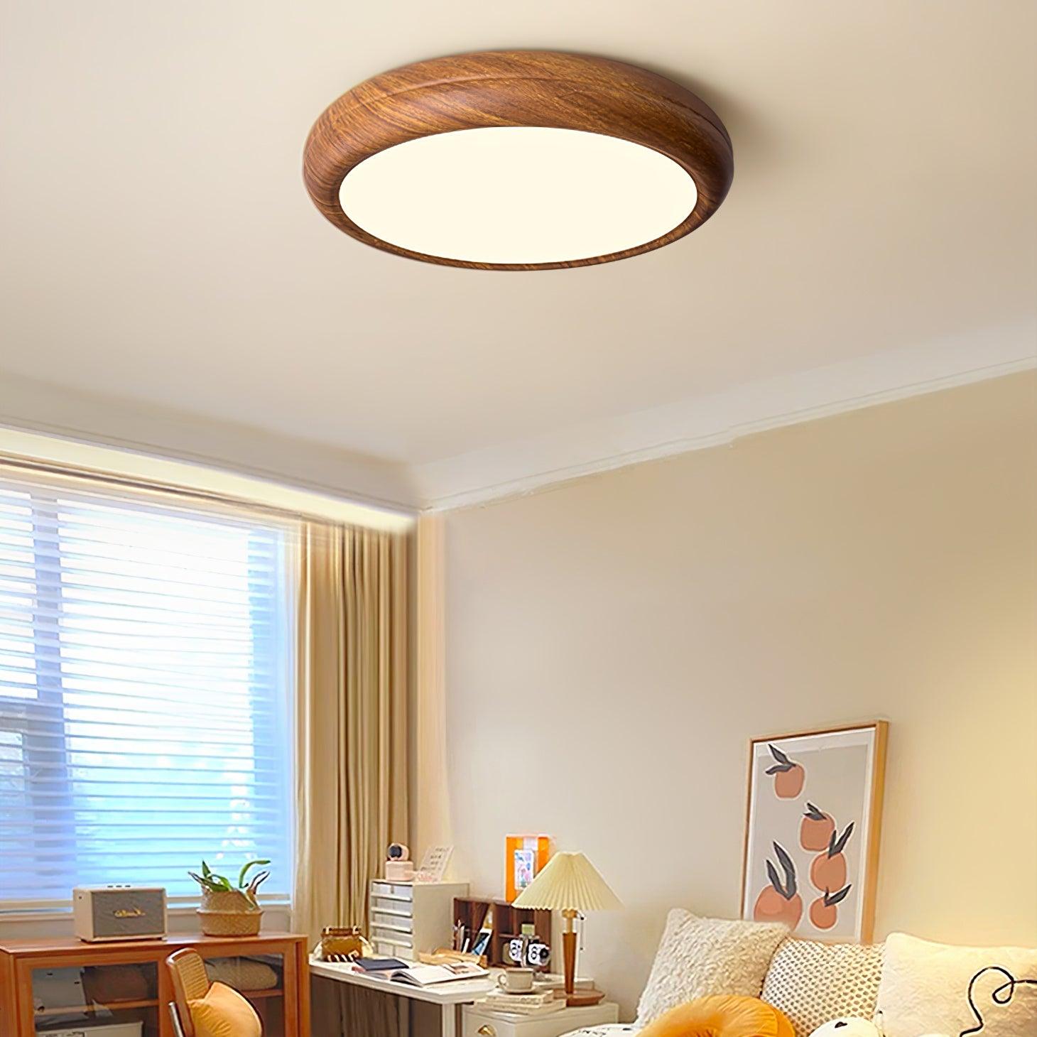 Elegant Wood & Acrylic Round Ceiling Light – Illuminate with Style