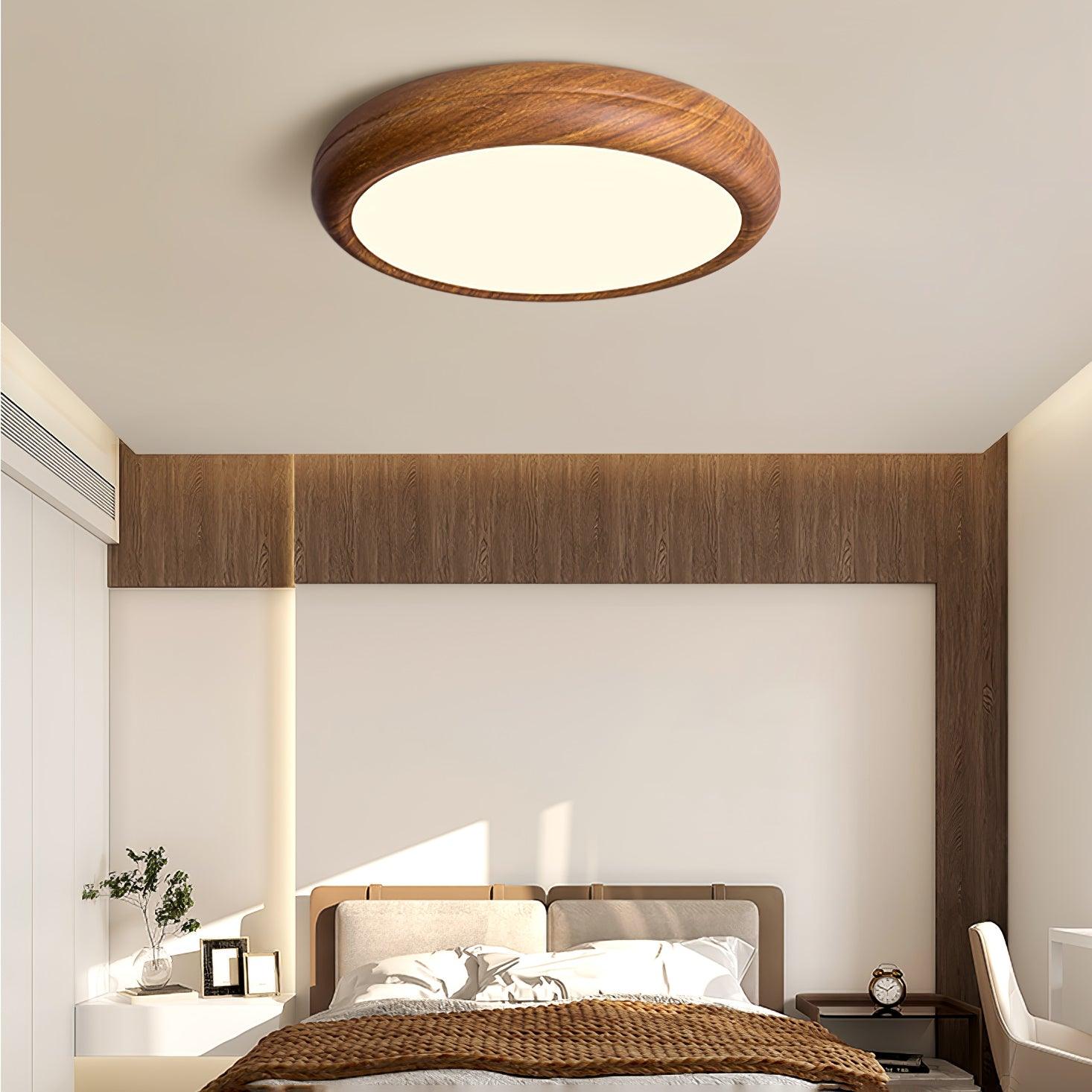 Elegant Wood & Acrylic Round Ceiling Light – Illuminate with Style