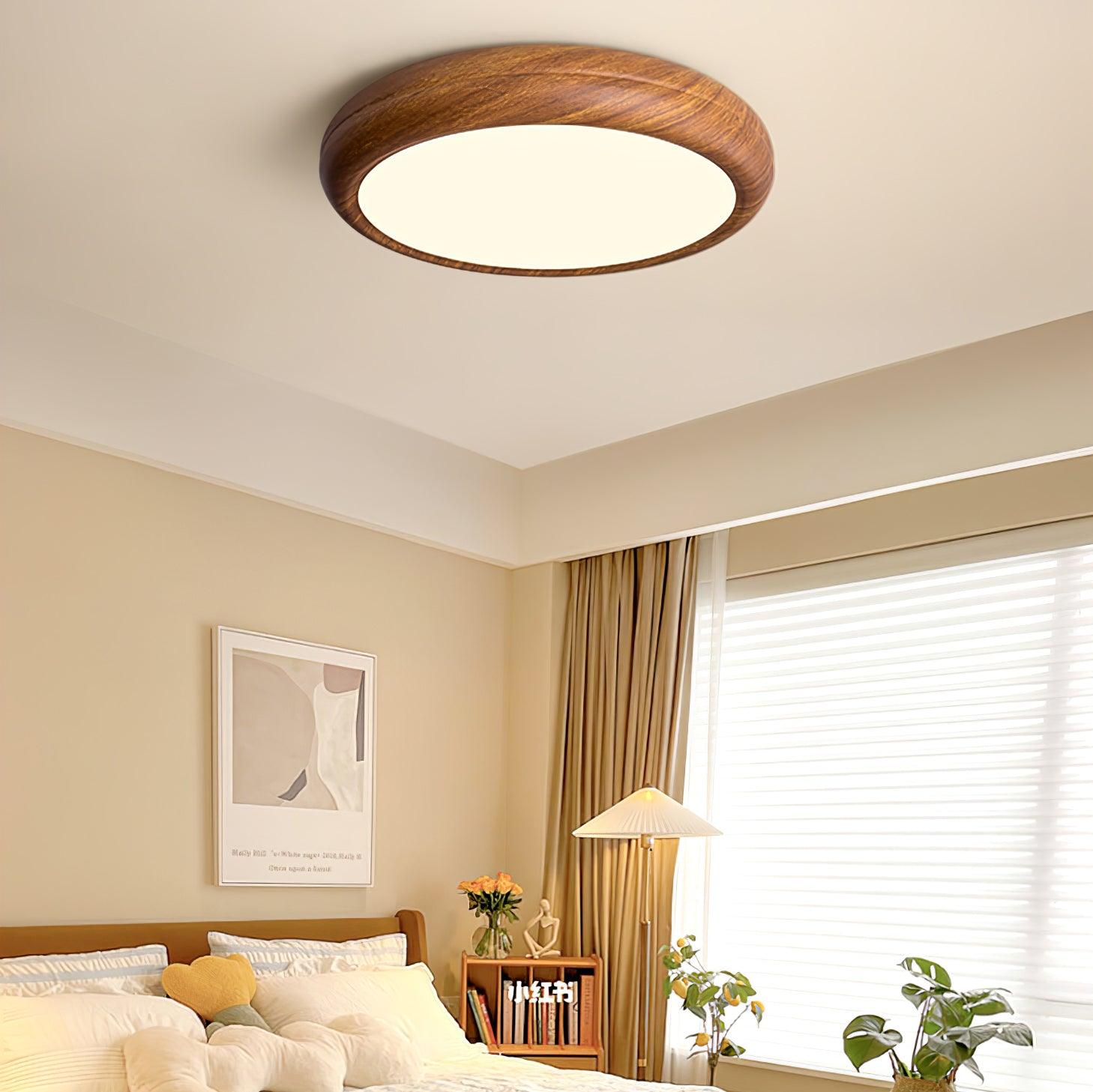 Elegant Wood & Acrylic Round Ceiling Light – Illuminate with Style