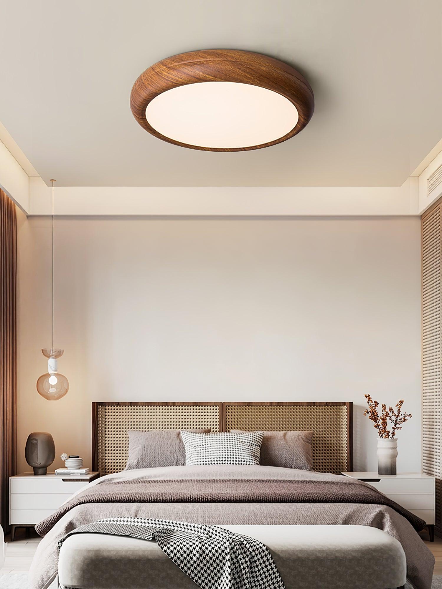 Elegant Wood & Acrylic Round Ceiling Light – Illuminate with Style