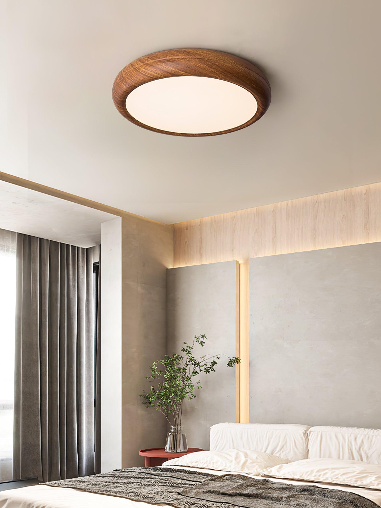 Elegant Wood & Acrylic Round Ceiling Light – Illuminate with Style