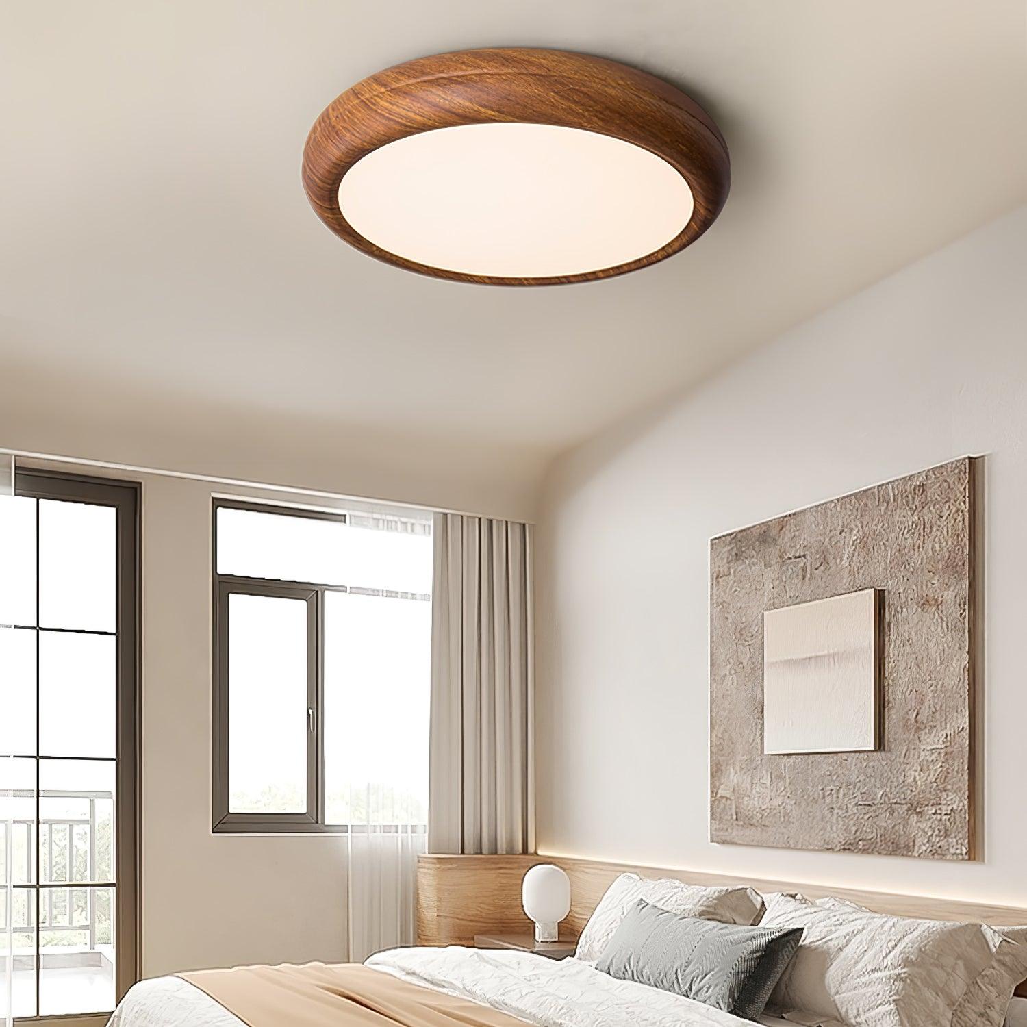 Elegant Wood & Acrylic Round Ceiling Light – Illuminate with Style