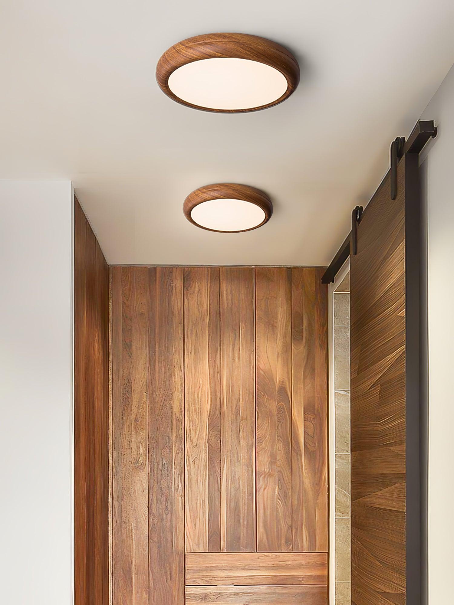 Elegant Wood & Acrylic Round Ceiling Light – Illuminate with Style