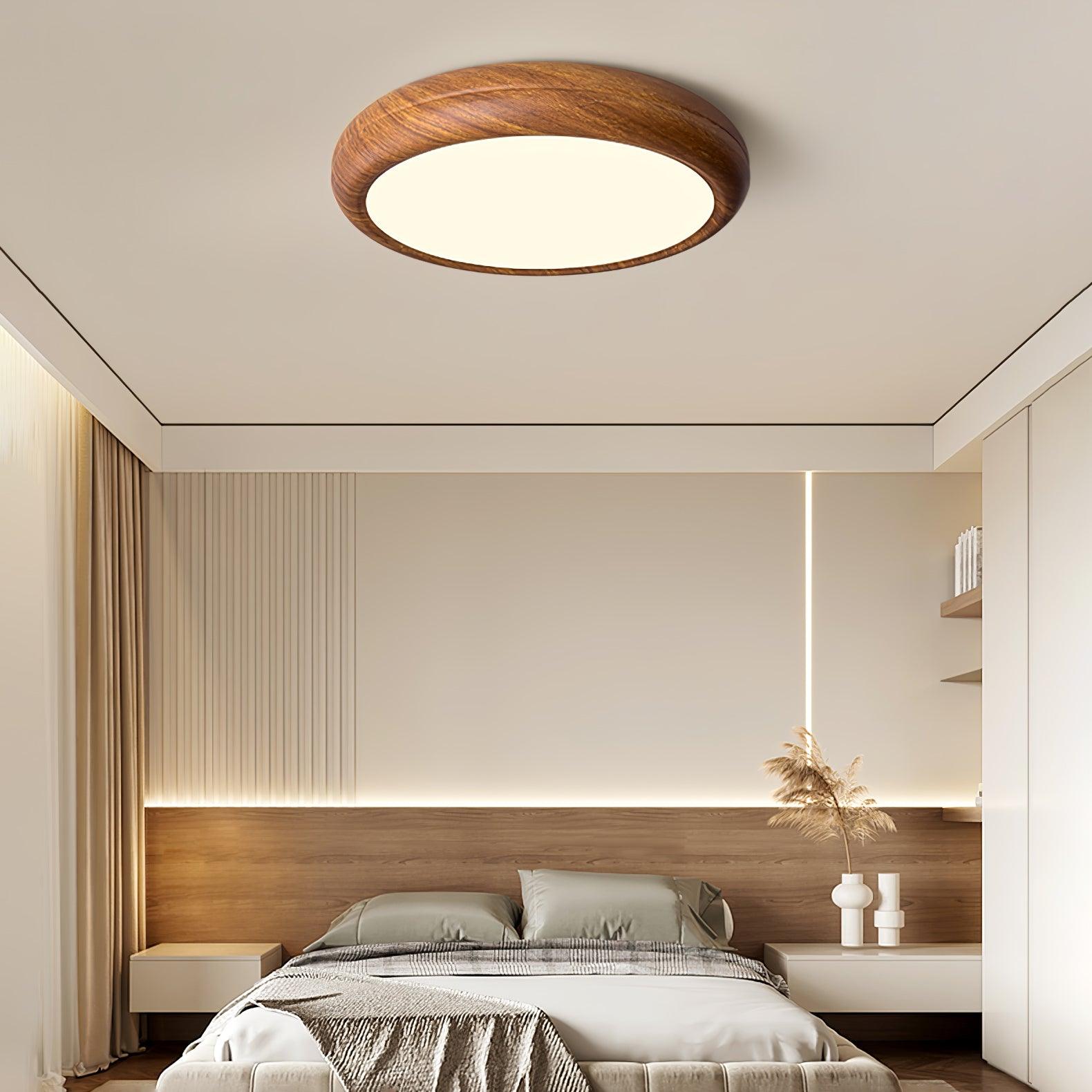 Elegant Wood & Acrylic Round Ceiling Light – Illuminate with Style