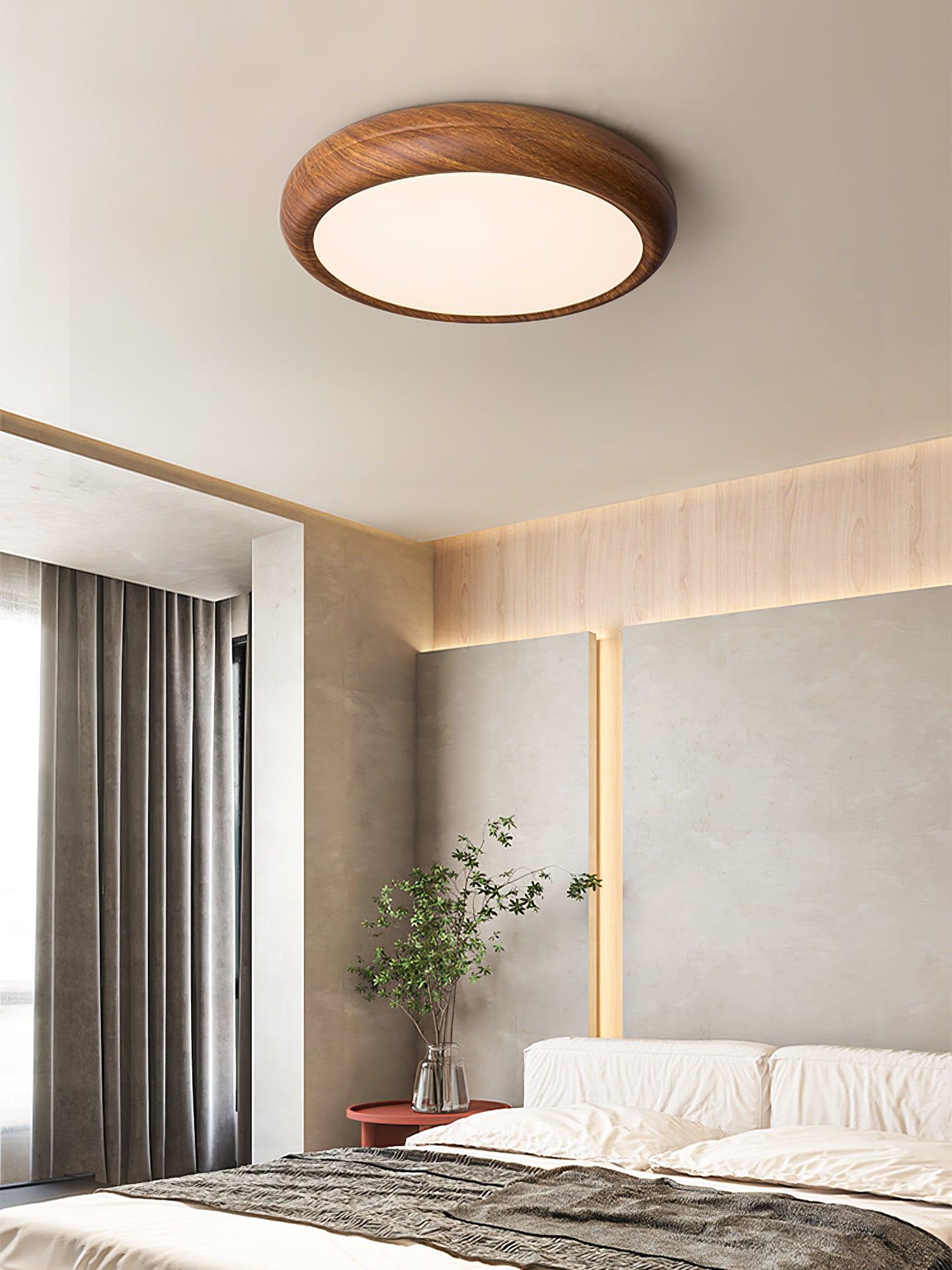 Elegant Wood & Acrylic Round Ceiling Light – Illuminate with Style