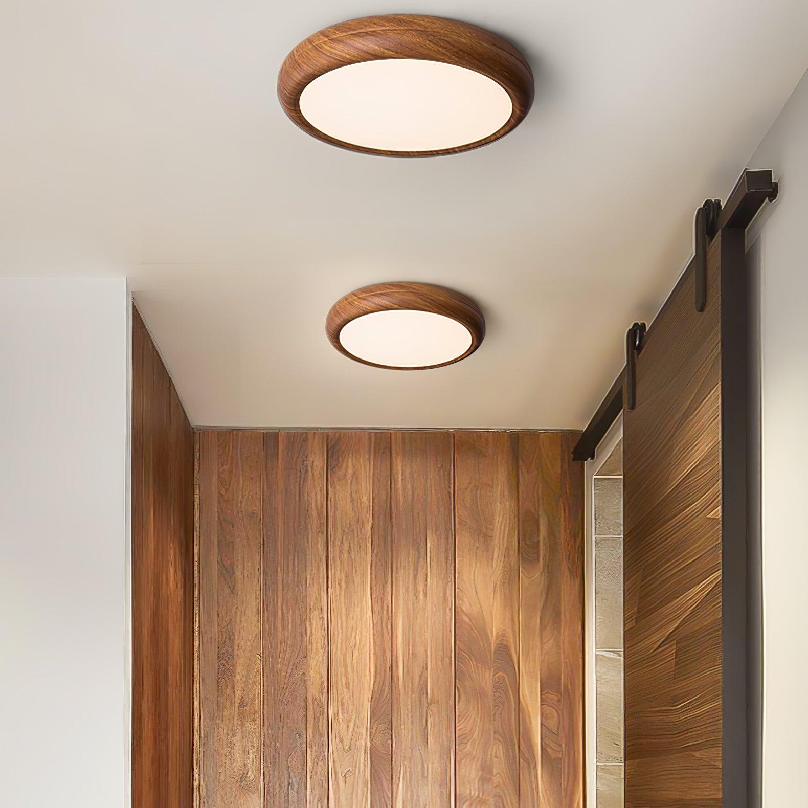 Elegant Wood & Acrylic Round Ceiling Light – Illuminate with Style