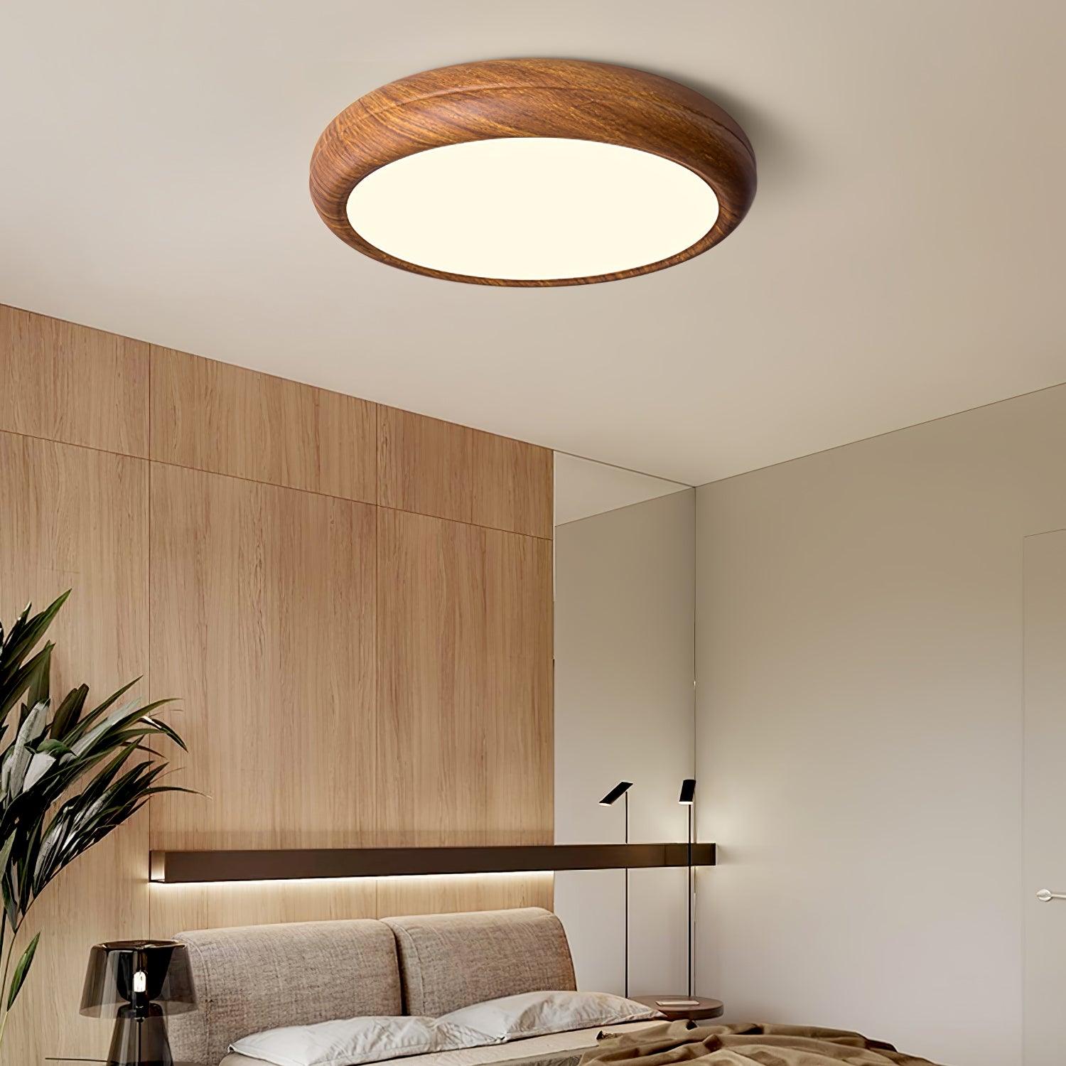 Elegant Wood & Acrylic Round Ceiling Light – Illuminate with Style