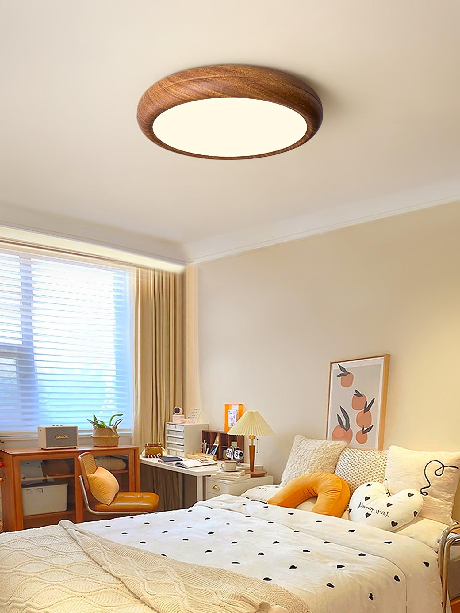 Elegant Wood & Acrylic Round Ceiling Light – Illuminate with Style