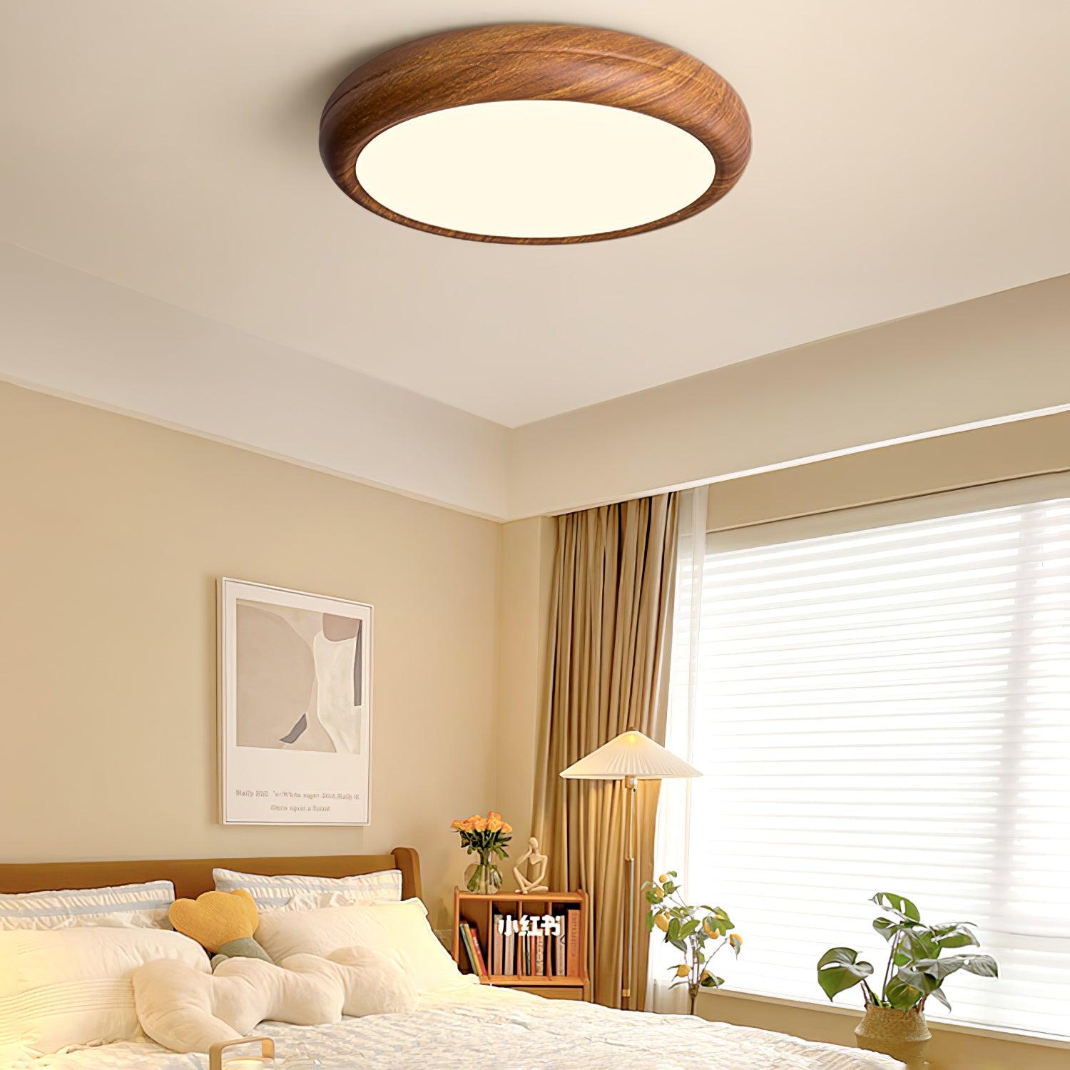 Elegant Wood & Acrylic Round Ceiling Light – Illuminate with Style